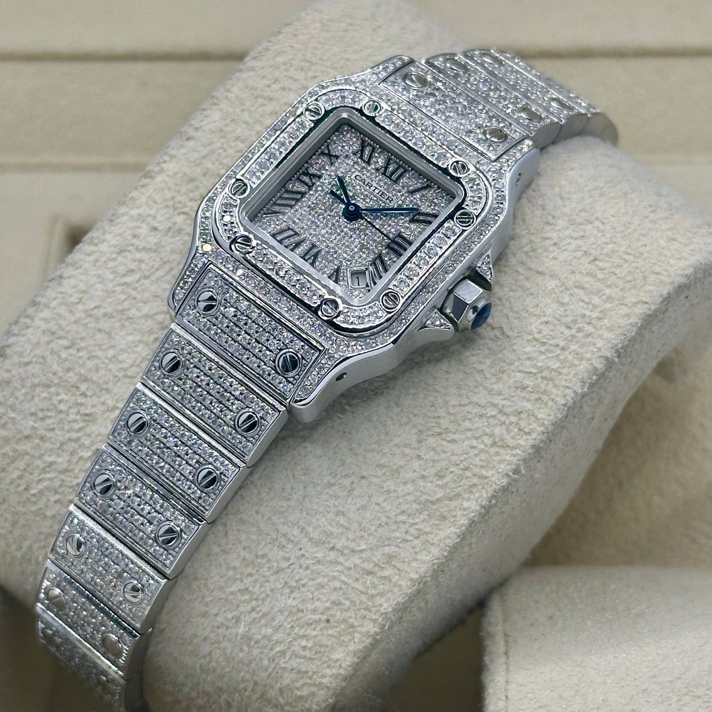 Santos Galbée Small Custom Diamond Set Ref 2423