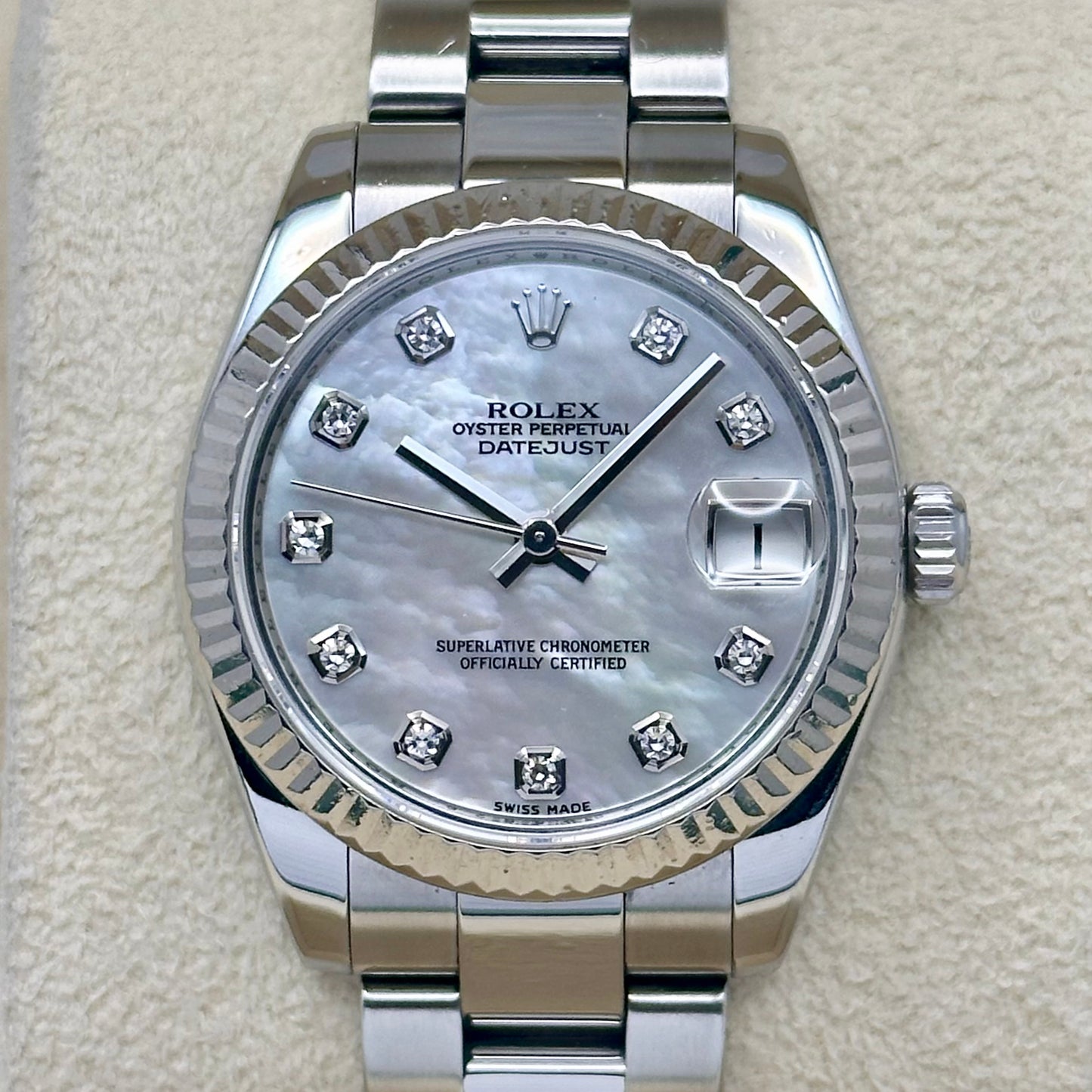 Datejust 31 Mother Of Pearl Diamond Dial 18K White Gold Ref 178274 2007