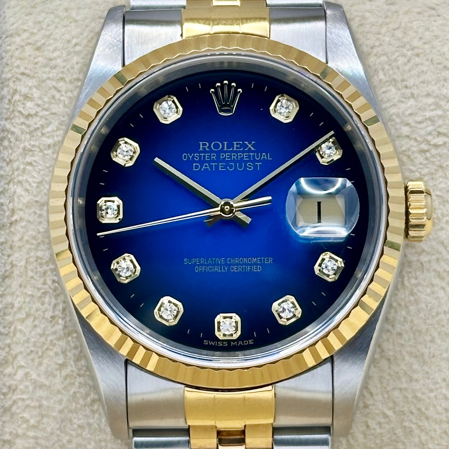 (ON HOLD) Datejust 36 Blue Vignette Diamond 18K Yellow Gold Ref 16233G 2000