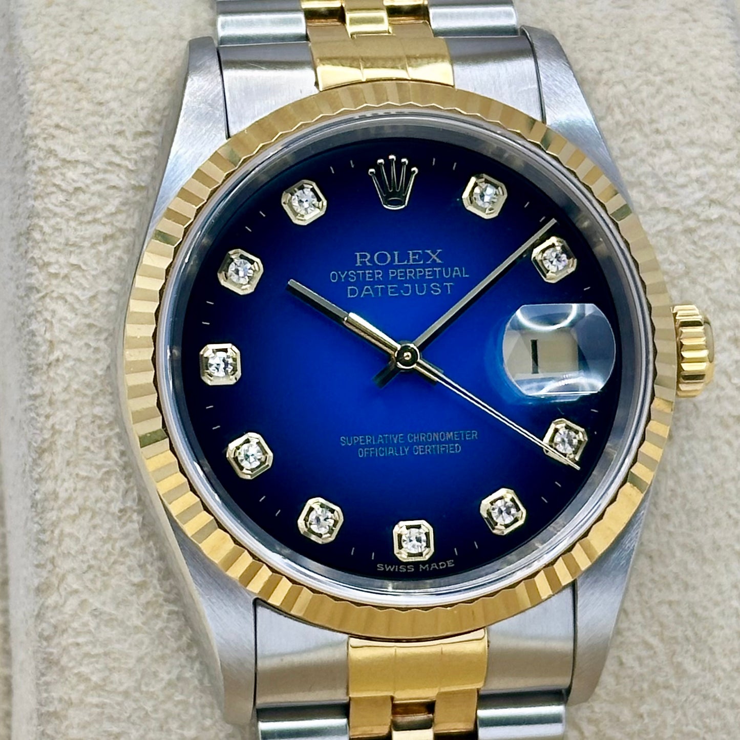 (ON HOLD) Datejust 36 Blue Vignette Diamond 18K Yellow Gold Ref 16233G 2000