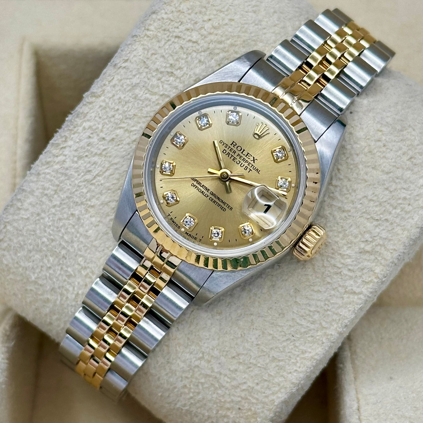 Lady-Datejust 26 18K Yellow Gold Champagne Big Diamond Ref 69173G 1995