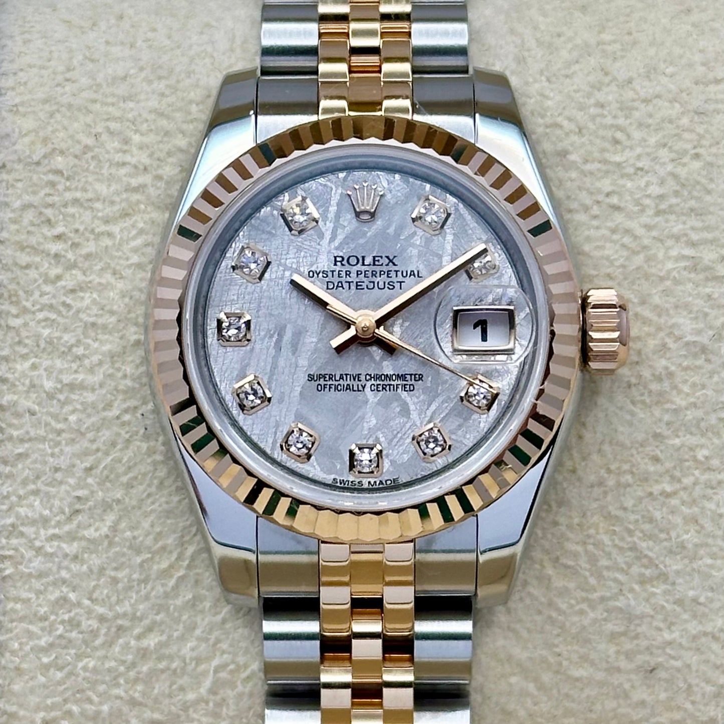 Lady-Datejust 26 Meteorite Diamond Dial 18K Rose Gold Ref 179171