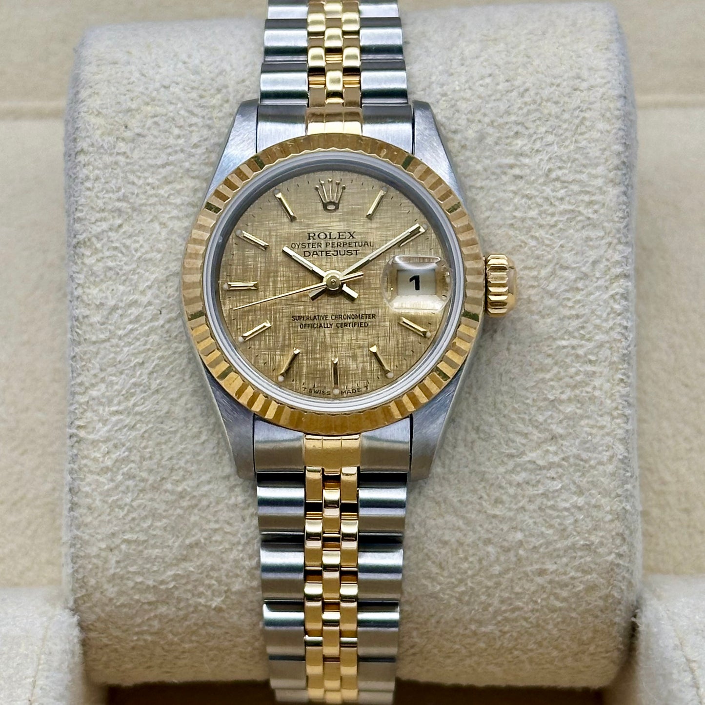 Lady-Datejust 26 18K Yellow Gold Champagne Linen Ref 69173