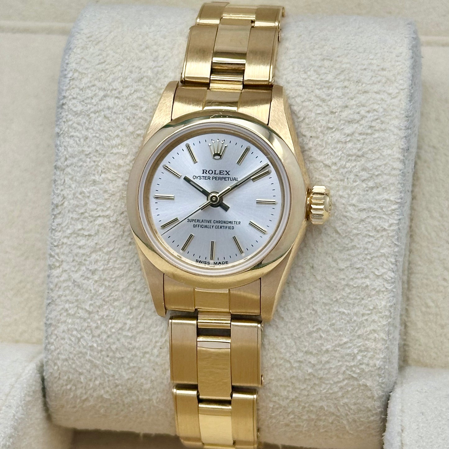 Oyster Perpetual Sunburst Silver 18K Yellow Gold Ref 67188 2023 RSC