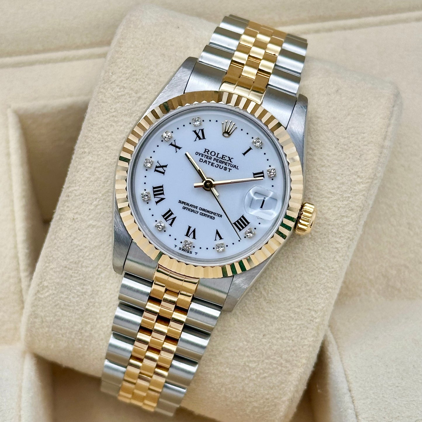 Datejust 31 White Buckley Diamond Dial Ref 68273
