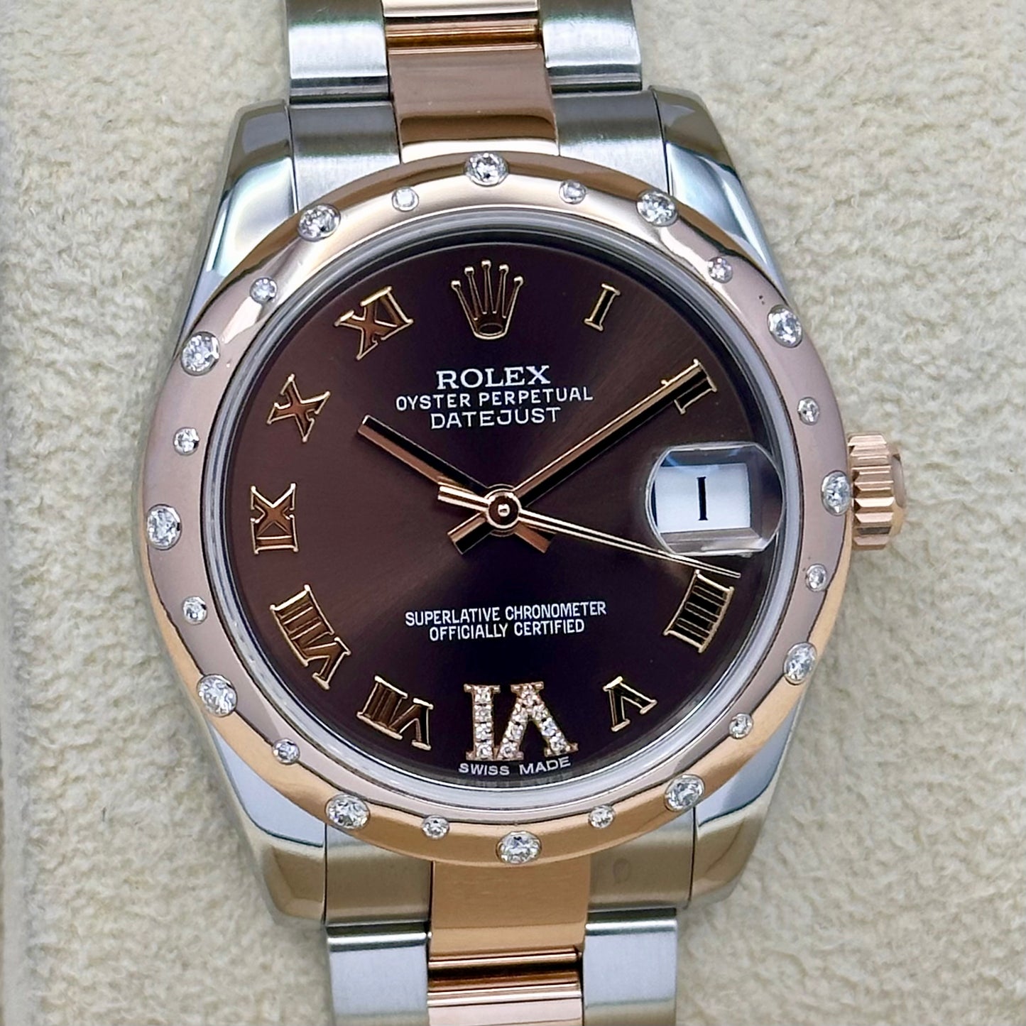 Datejust 31 Factory Diamond Bezel Chocolate Diamond Dial Ref 178341