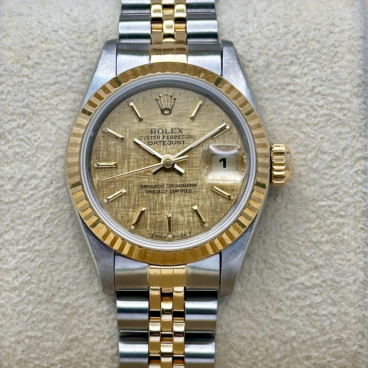 Lady-Datejust 26 18K Yellow Gold Champagne Linen Ref 69173