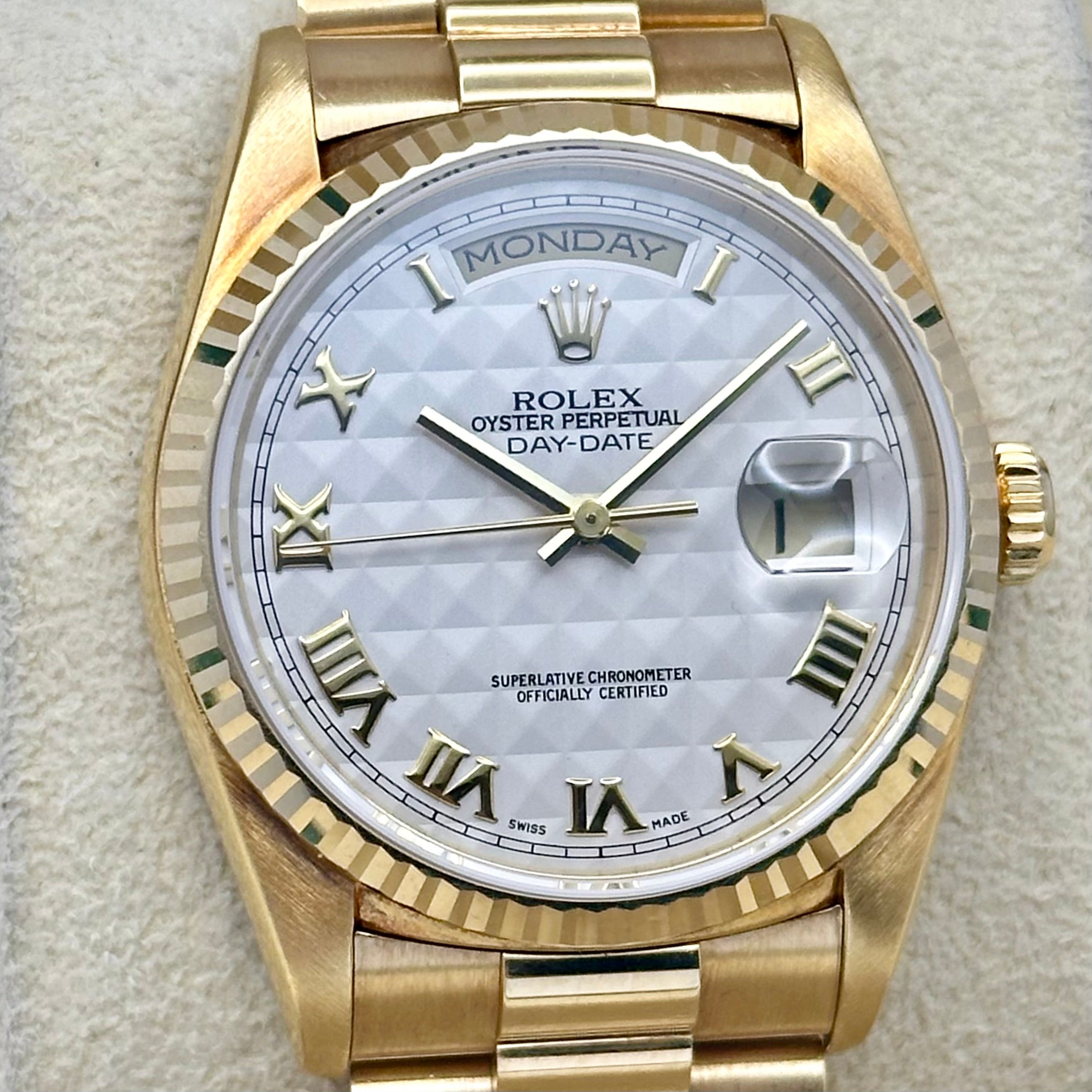Day-Date 36 Pyramid Romans 18K Yellow Gold Ref 18238 – George Perpetual ...