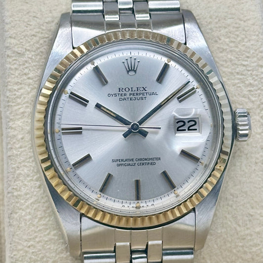 Datejust 36 Silver Pie Pan 18K White Gold Ref 1601 1971