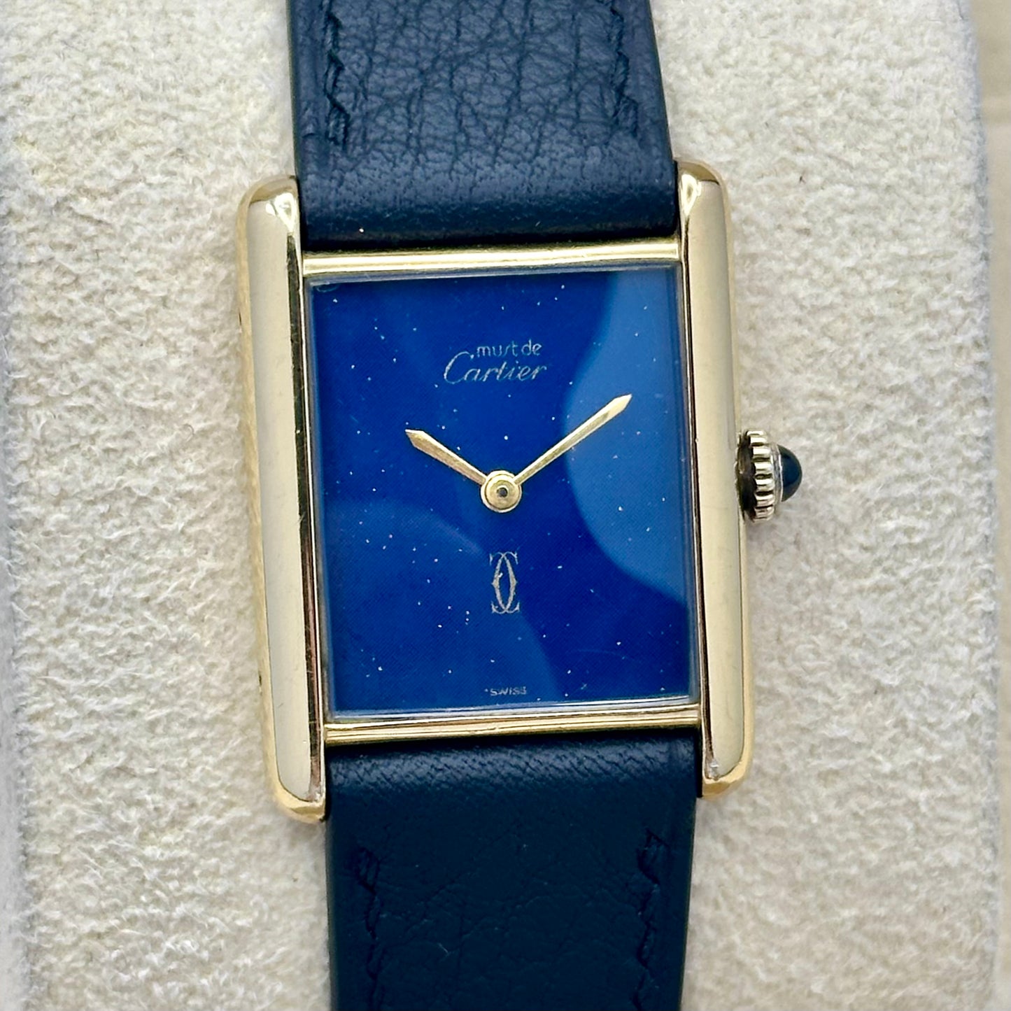 Tank Must De Cartier Large Lapis Blue Dial Manual Winding