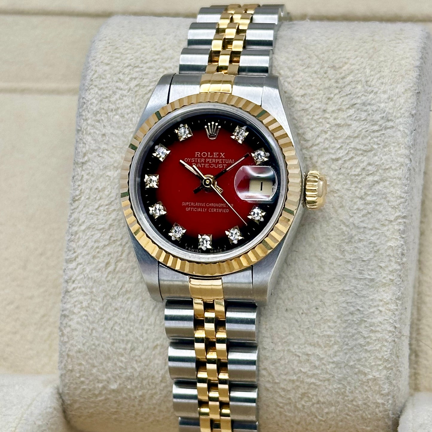 Lady-Datejust 26 Red Vignette Big Diamond Ref 69173 1988