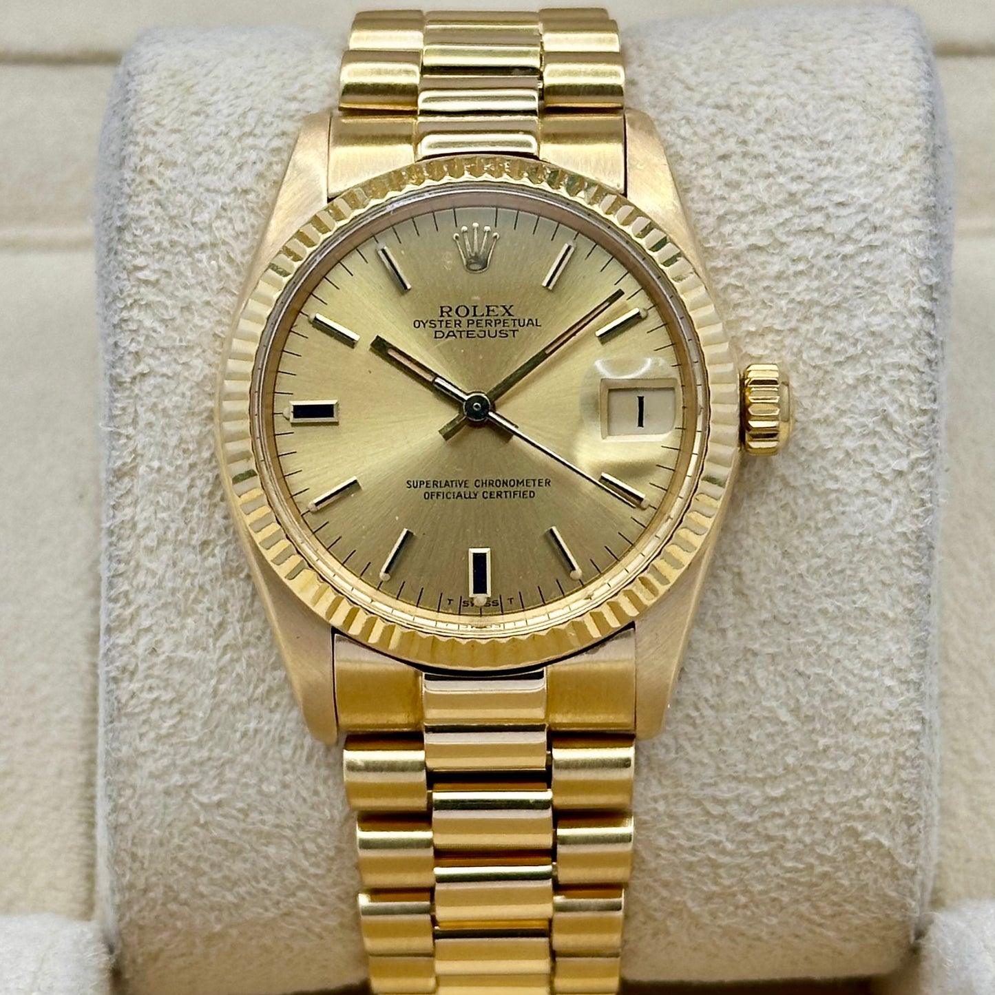 Datejust 31 Champagne 18K Yellow Gold President Ref 6827