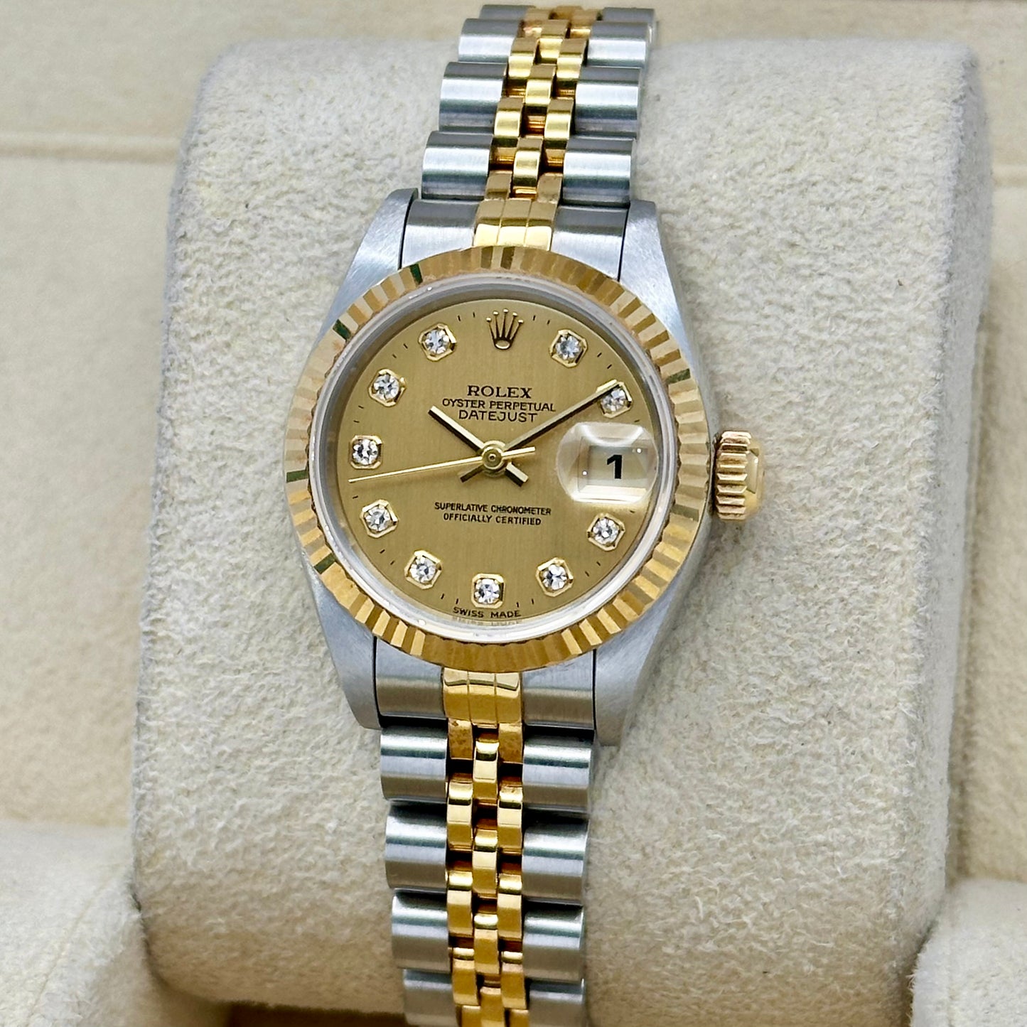 Lady-Datejust 26 Champagne Big Diamond Ref 69173 New Old Stock