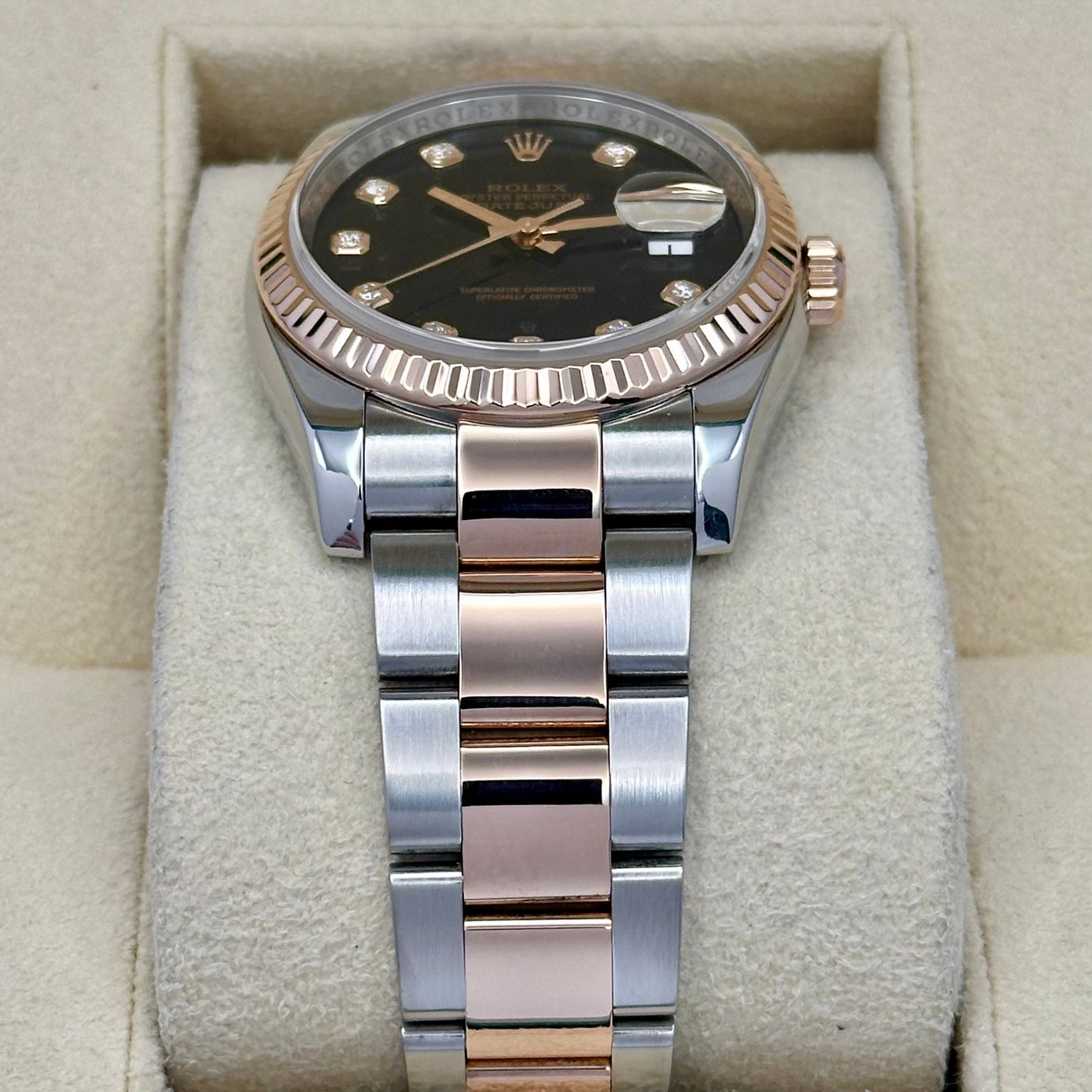 Datejust 36 Black Diamond Dial 18K Rose Gold Ref 116231