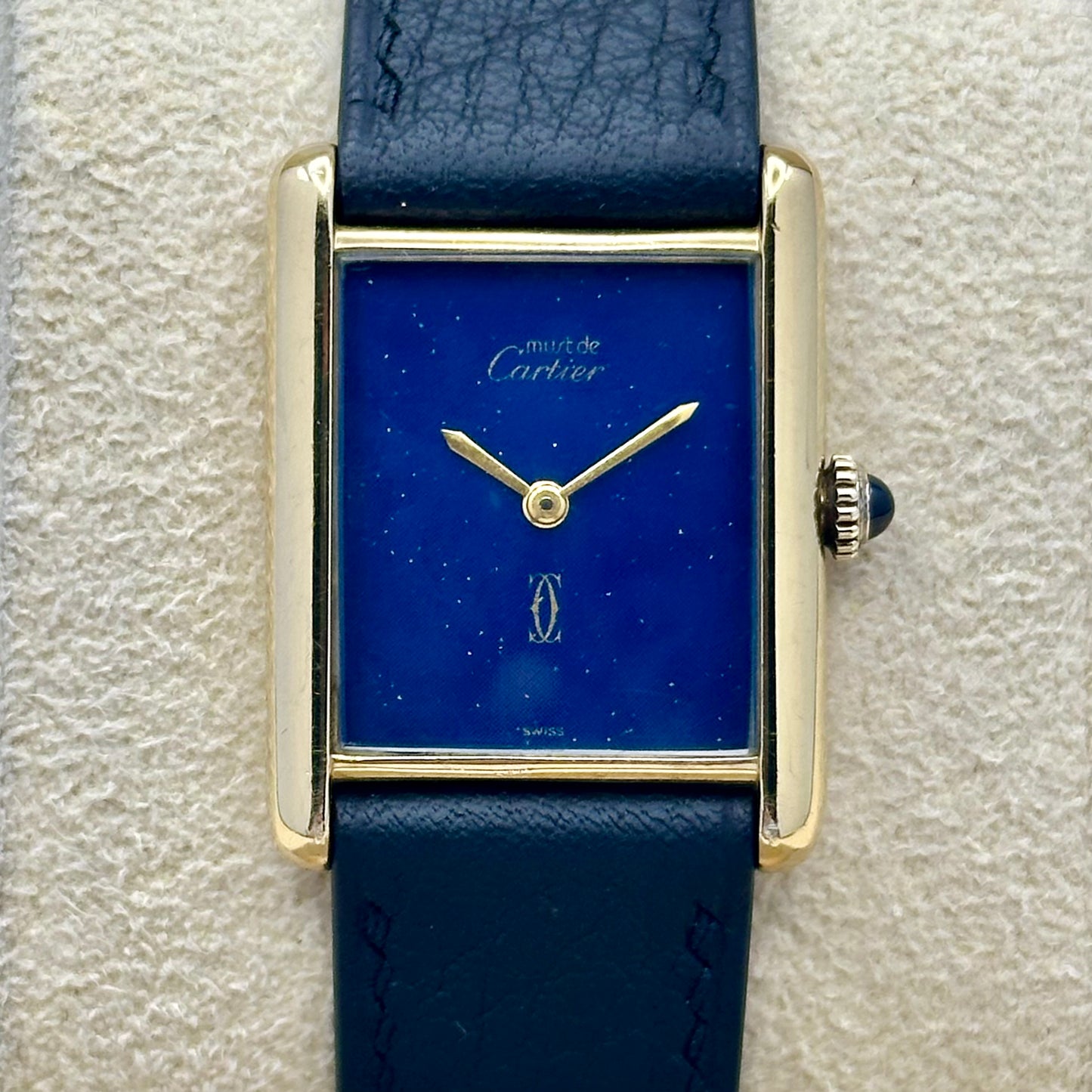 Tank Must De Cartier Large Lapis Blue Dial Manual Winding