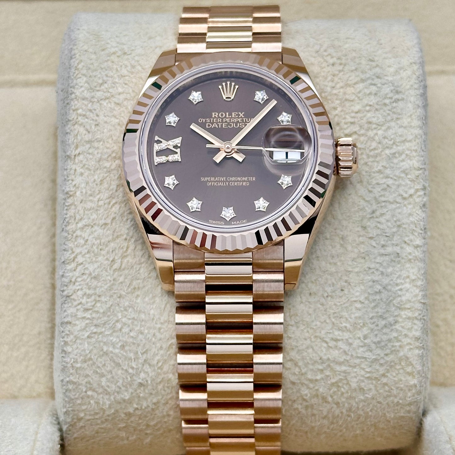 Lady-Datejust 28 Chocolate Diamond Star 18K Rose Gold President 279175