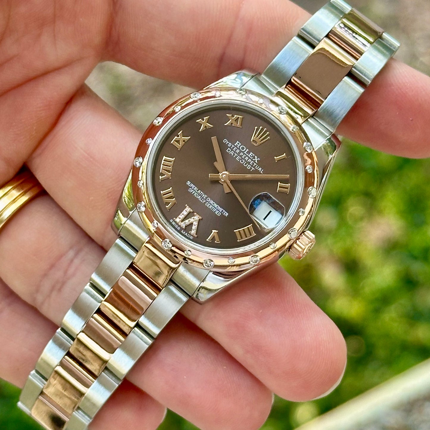 Datejust 31 Factory Diamond Bezel Chocolate Diamond Dial Ref 178341