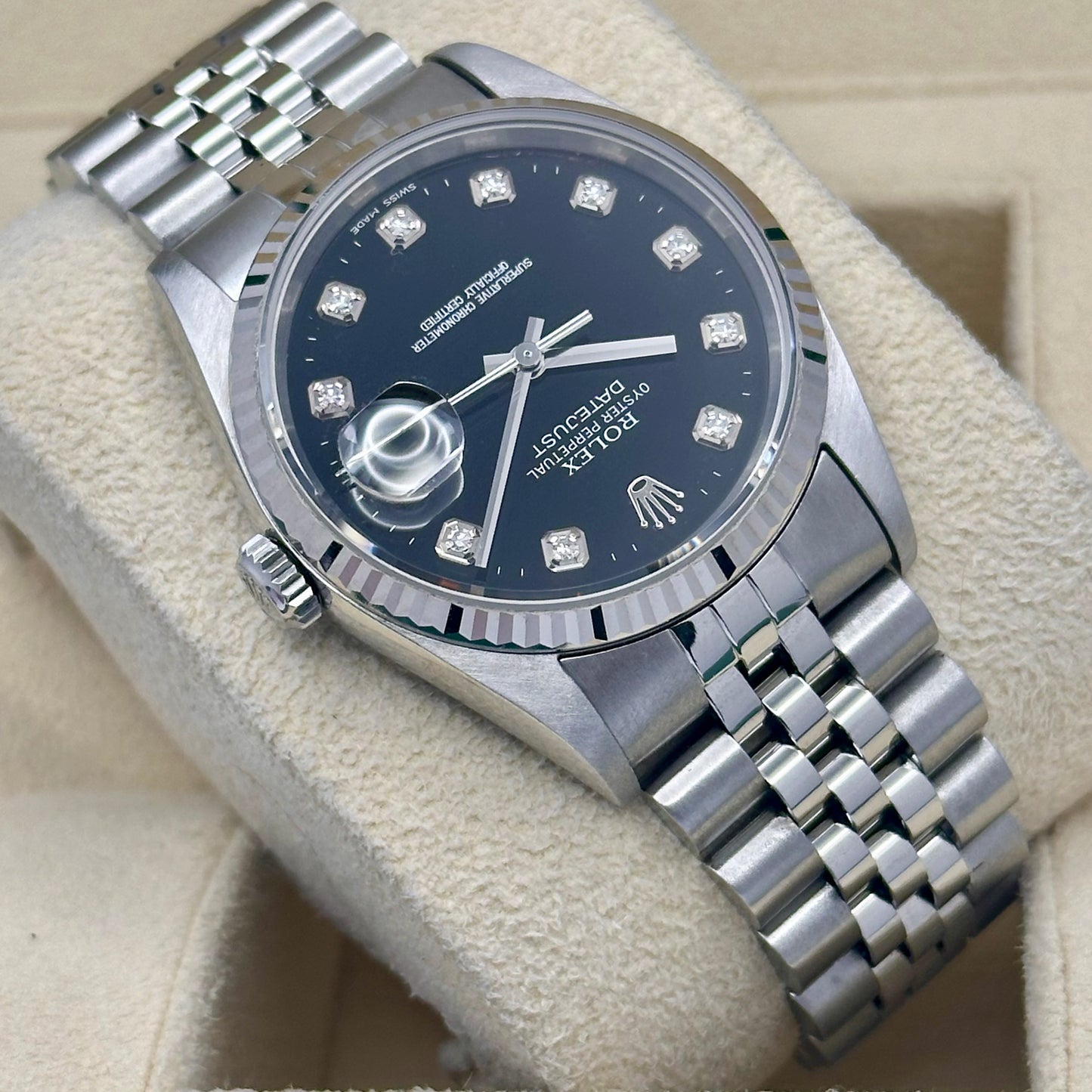 Rolex Datejust 36 Black Diamond Dial Ref 16234G 2003