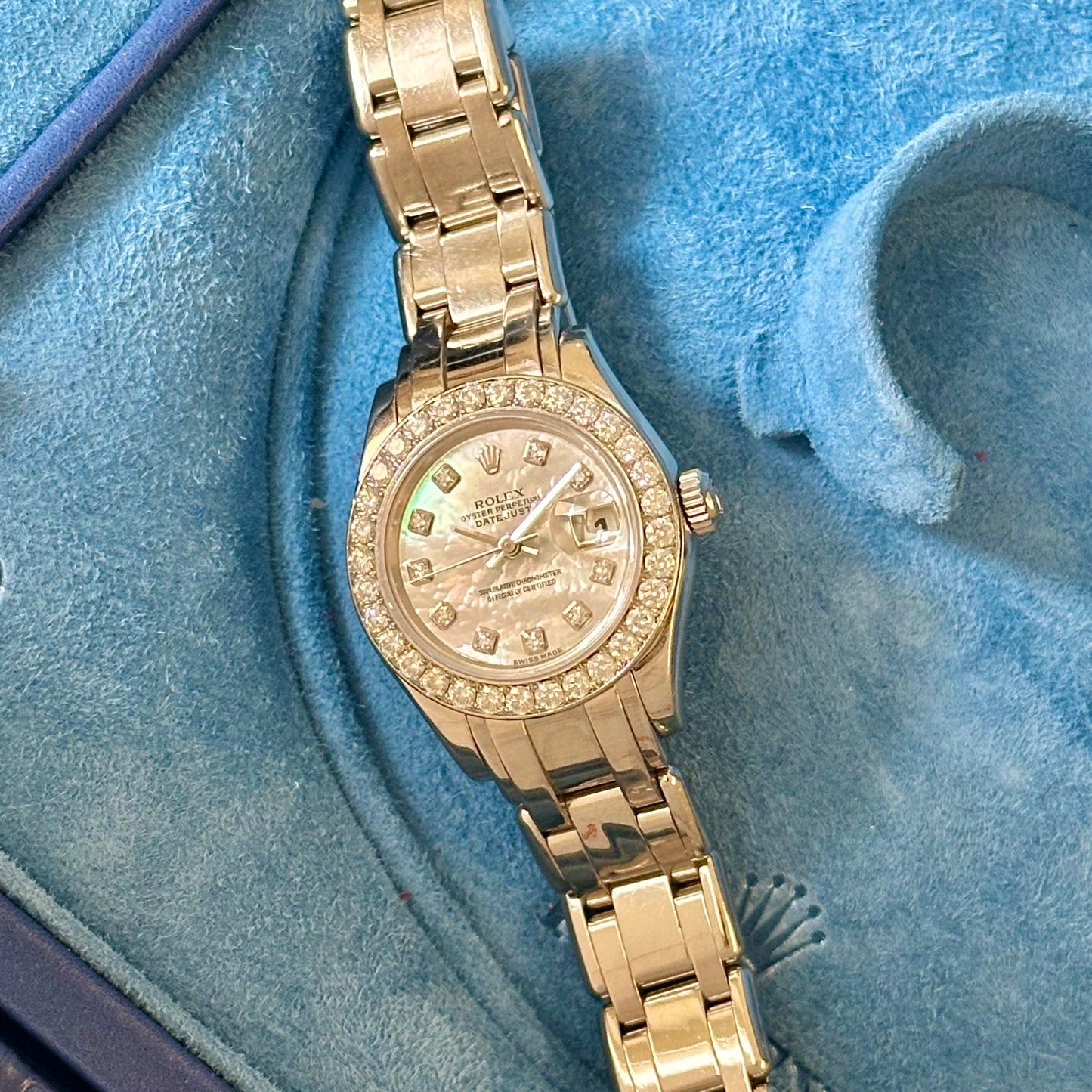 Lady-Datejust 29 Pearlmaster Factory Diamond Bezel MOP Diamond Dial Ref 80299