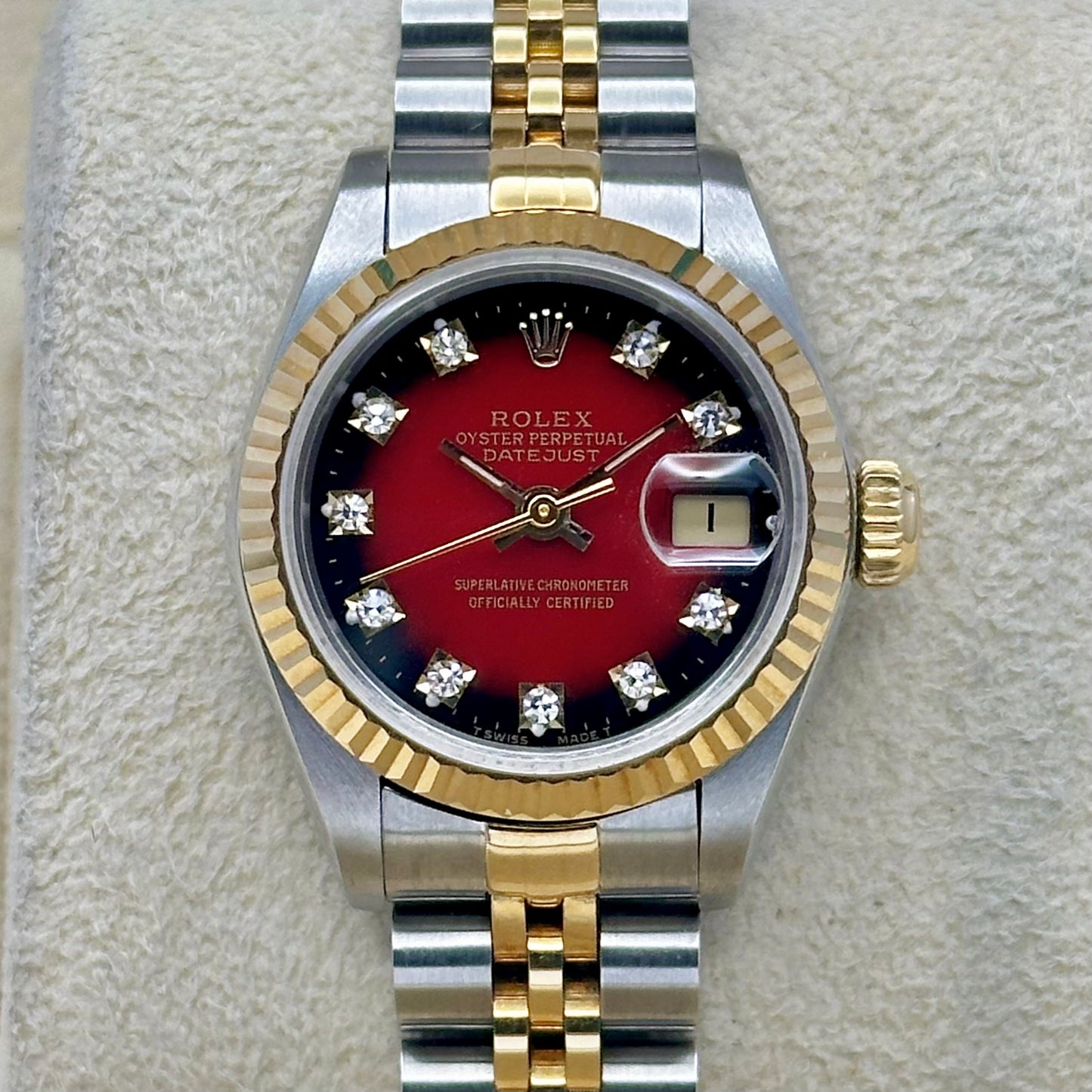 Lady-Datejust 26 Red Vignette Big Diamond Ref 69173 1988