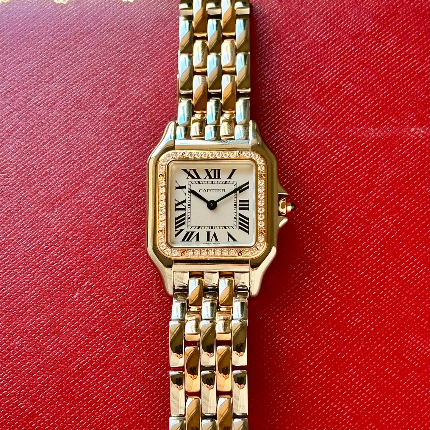 Panthére Medium Factory Diamond Bezel 18K Rose Gold White Romans Ref W3PN0007 2024