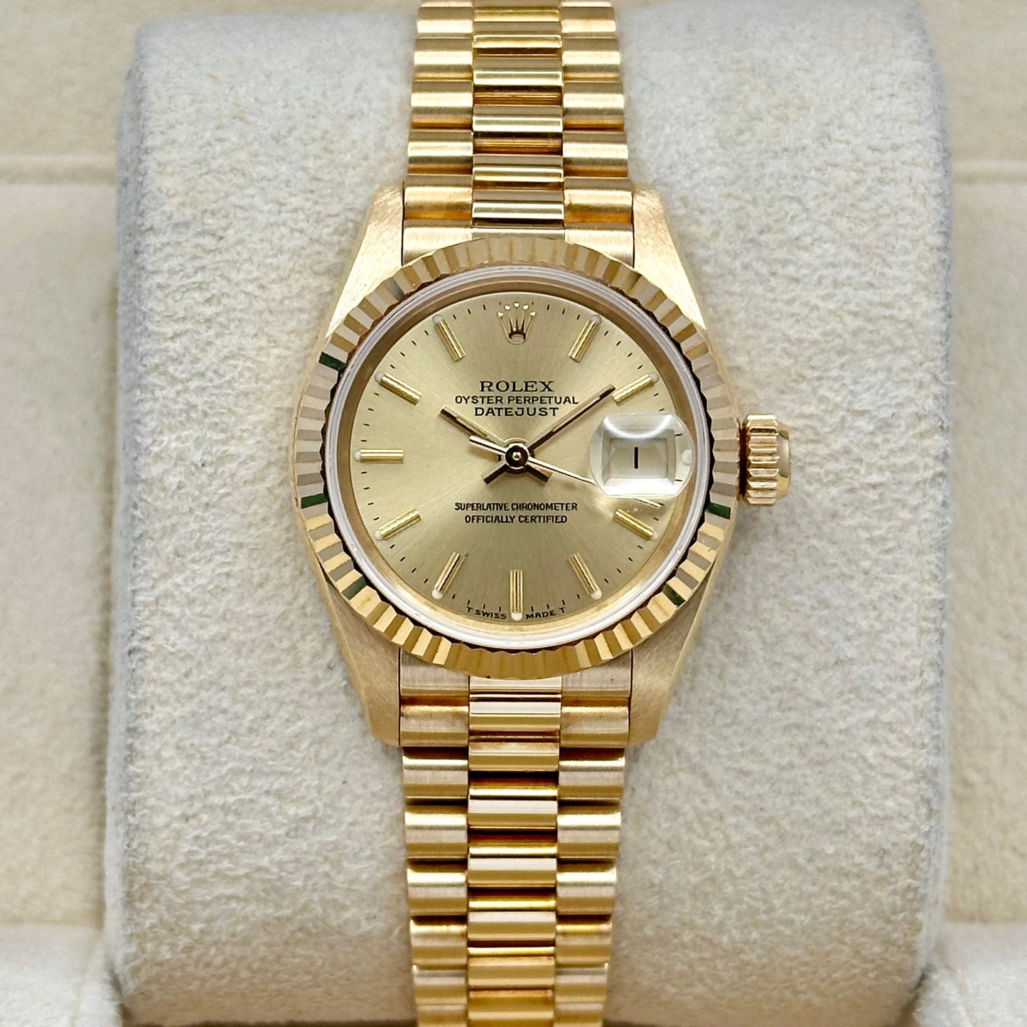 Lady-Datejust 26 Champagne 18K Yellow Gold President Ref 69178 1995