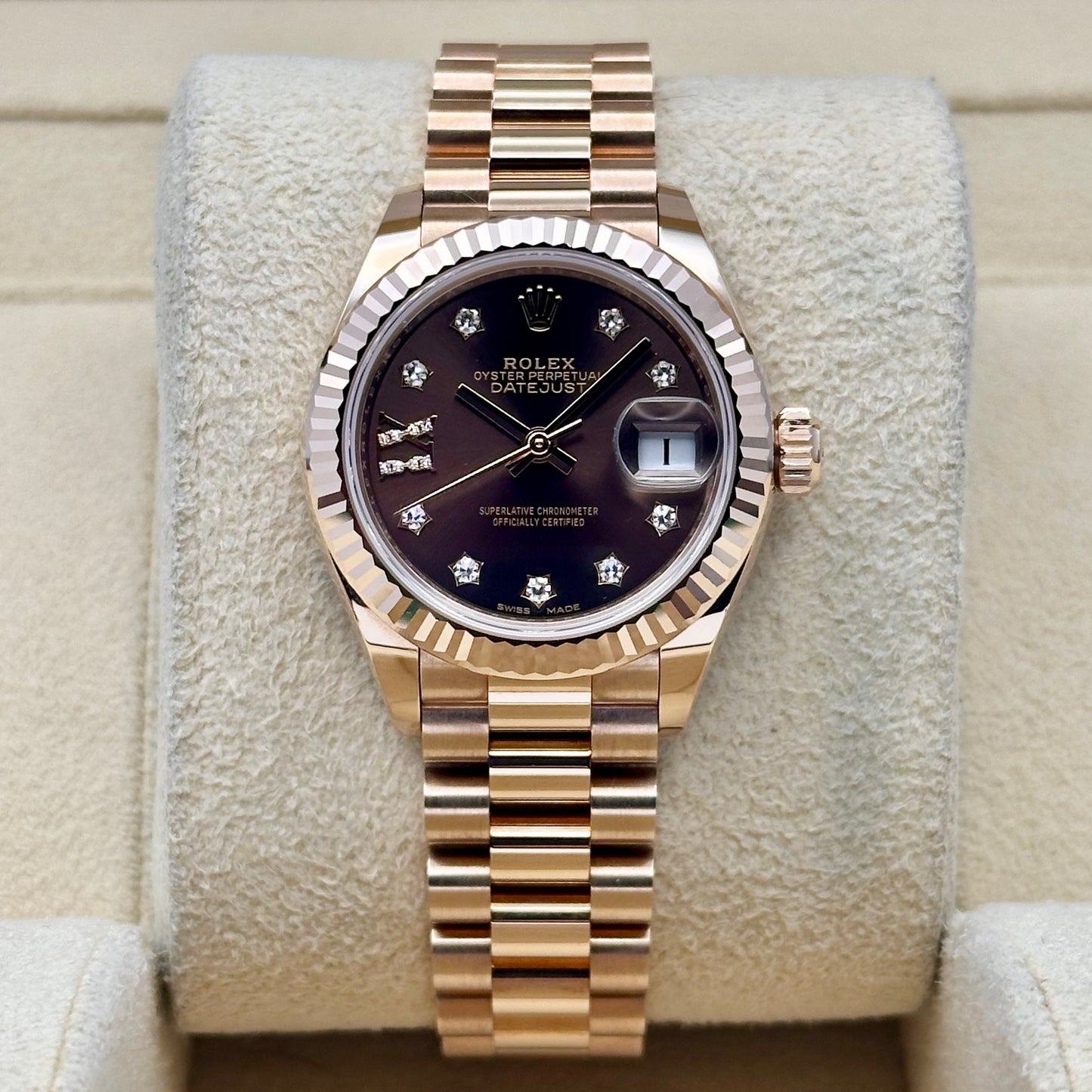 Lady-Datejust 28 Chocolate Diamond Star 18K Rose Gold President 279175