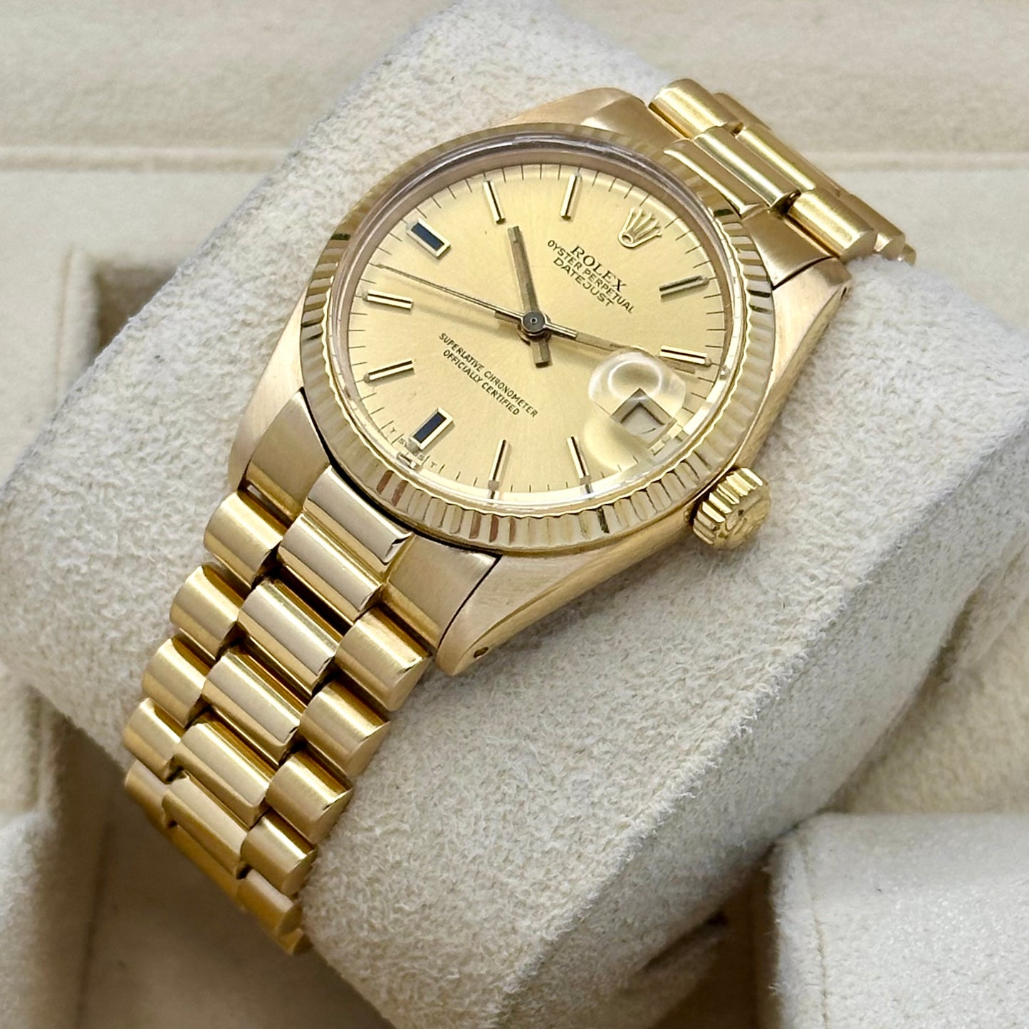 Datejust 31 Champagne 18K Yellow Gold President Ref 6827