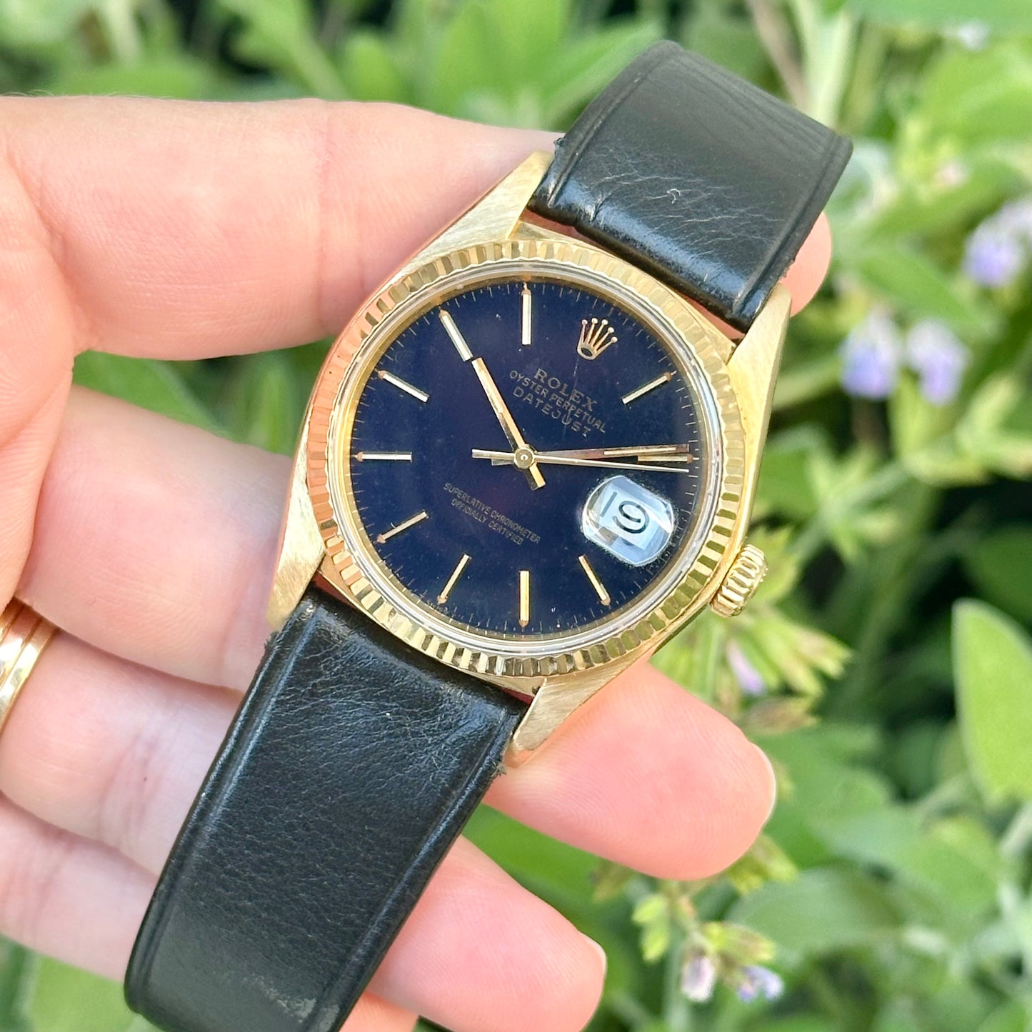 Datejust 36 Blue Enamel 18K Yellow Gold Ref 16018 1979