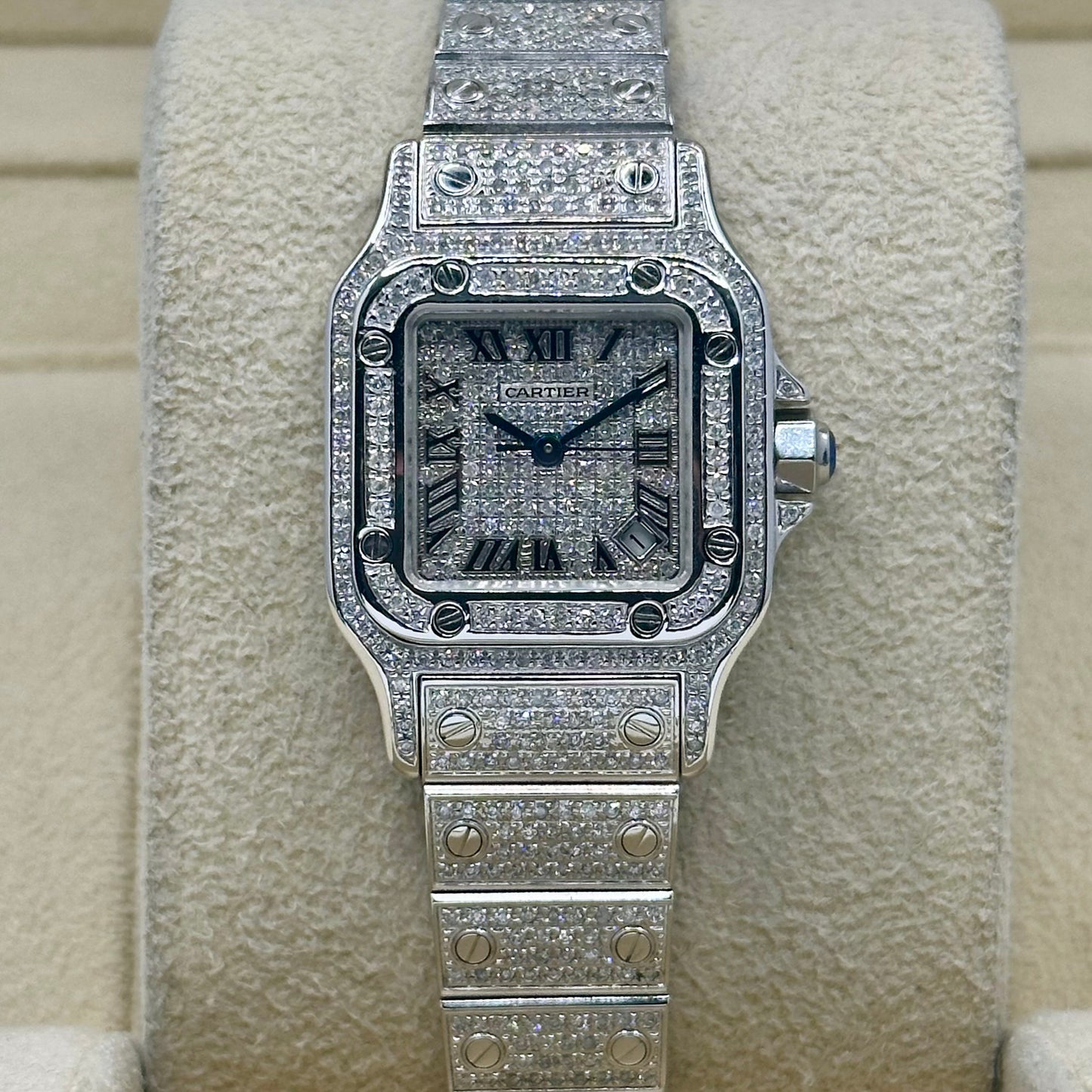 Santos Galbée Small Custom Diamond Set Ref 2423