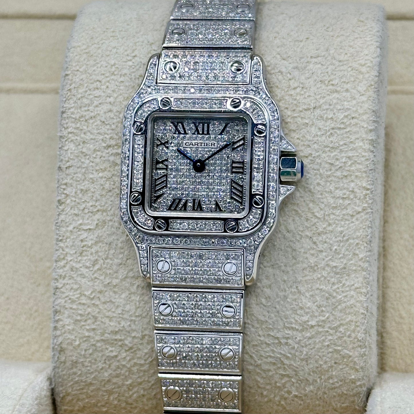 Santos Galbée Small Custom Diamond Set Ref 1565