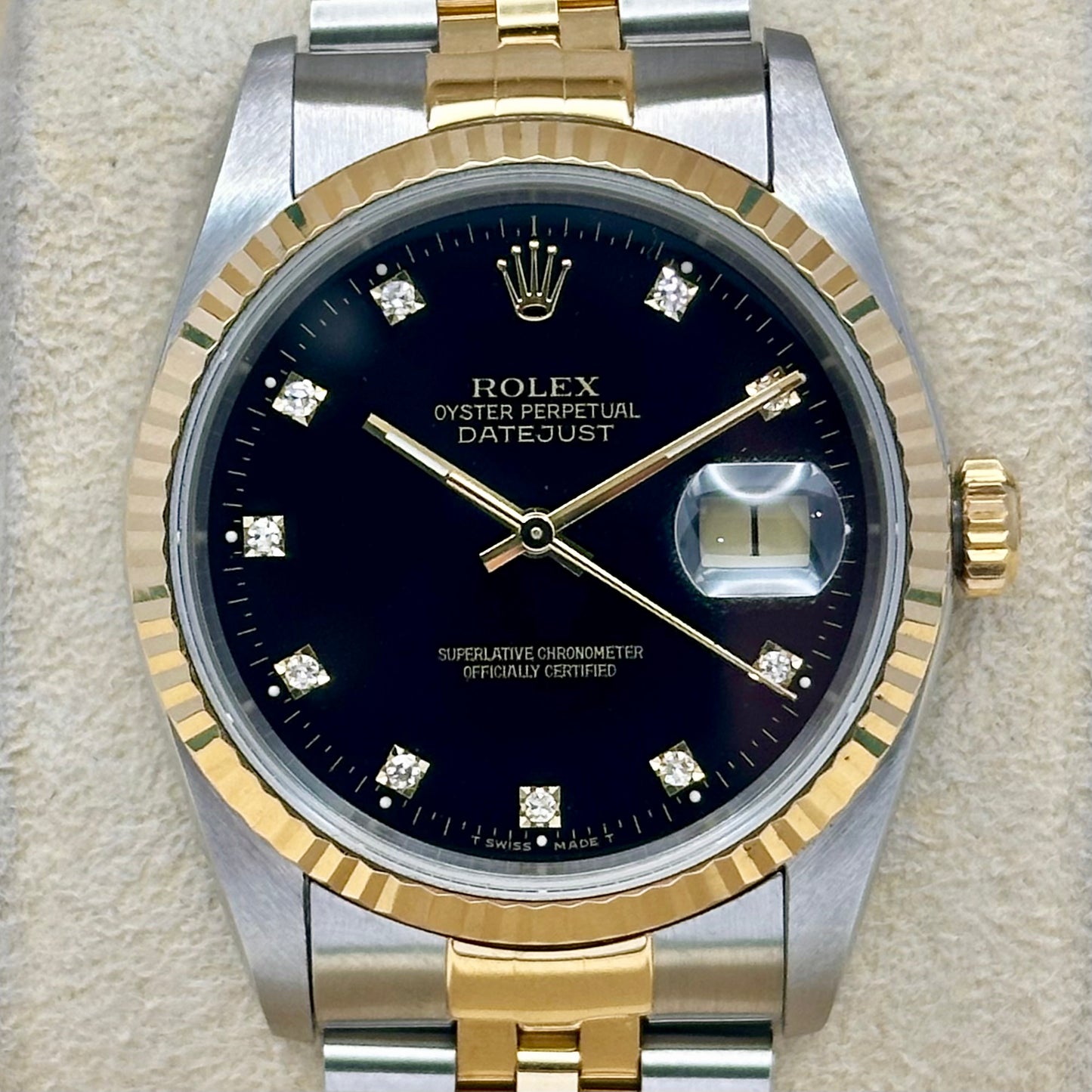 (ON HOLD) Datejust 36 Black Diamond 18K Yellow Gold Ref 16233