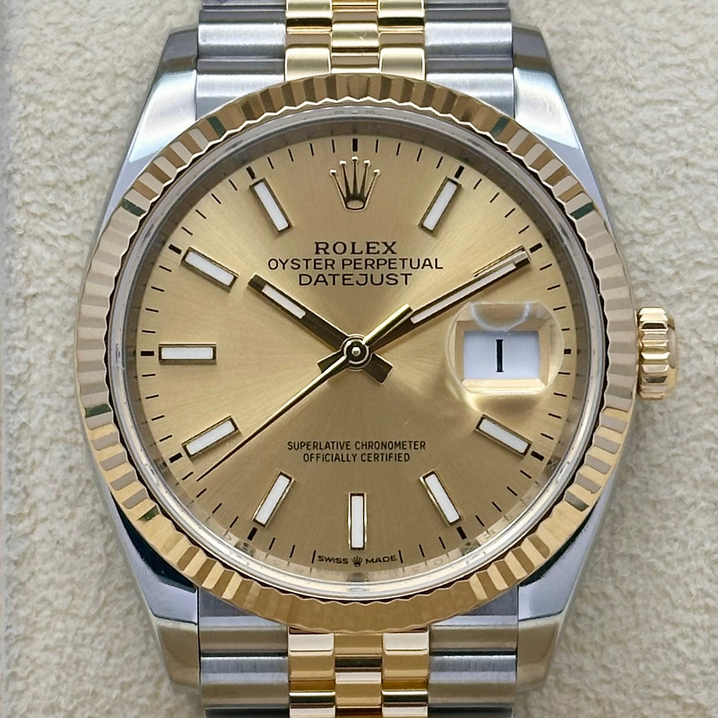 Datejust 36 Champagne Dial 18K Yellow Gold Ref 126233 2021