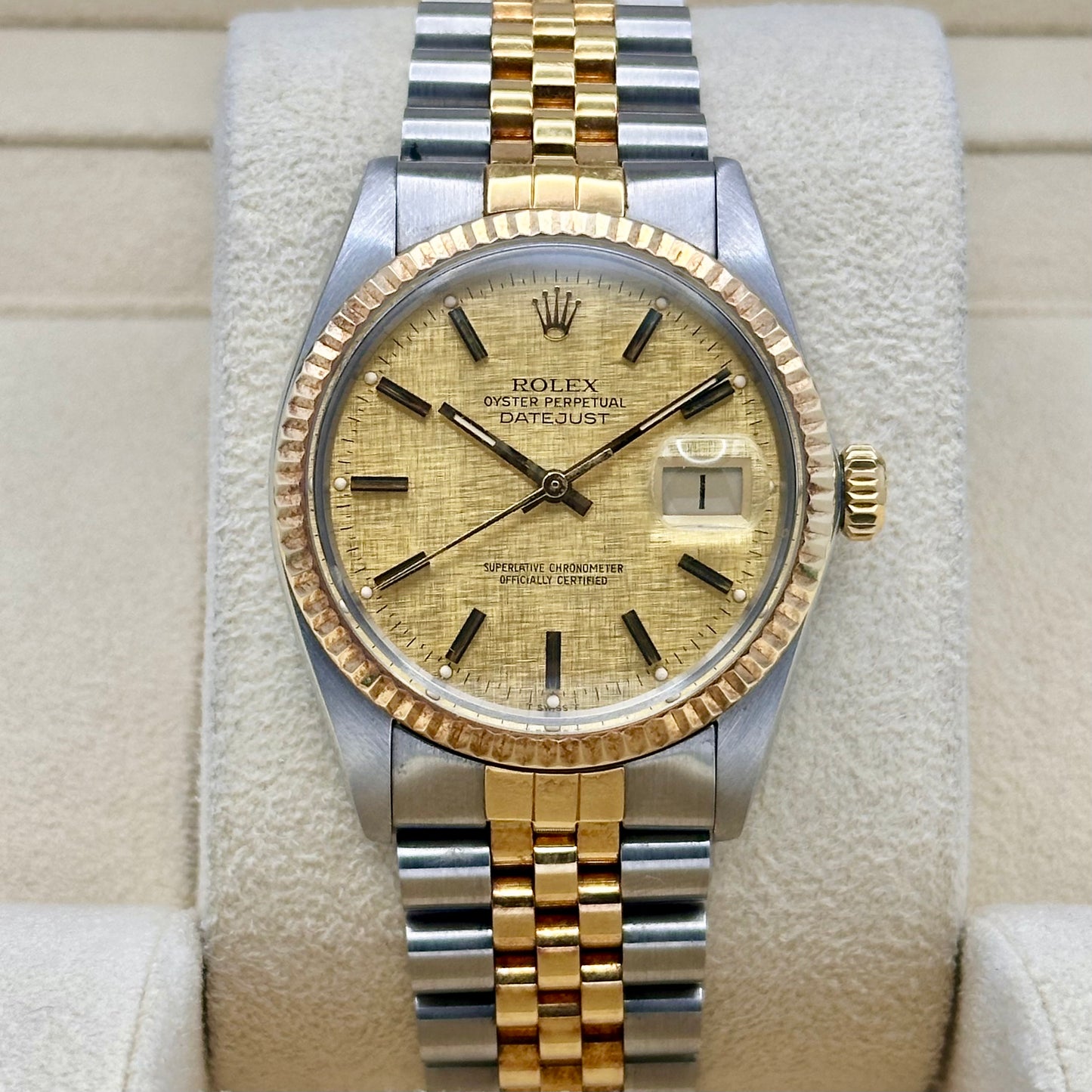 Datejust 36 Linen 18K Yellow Gold Ref 16013 1983
