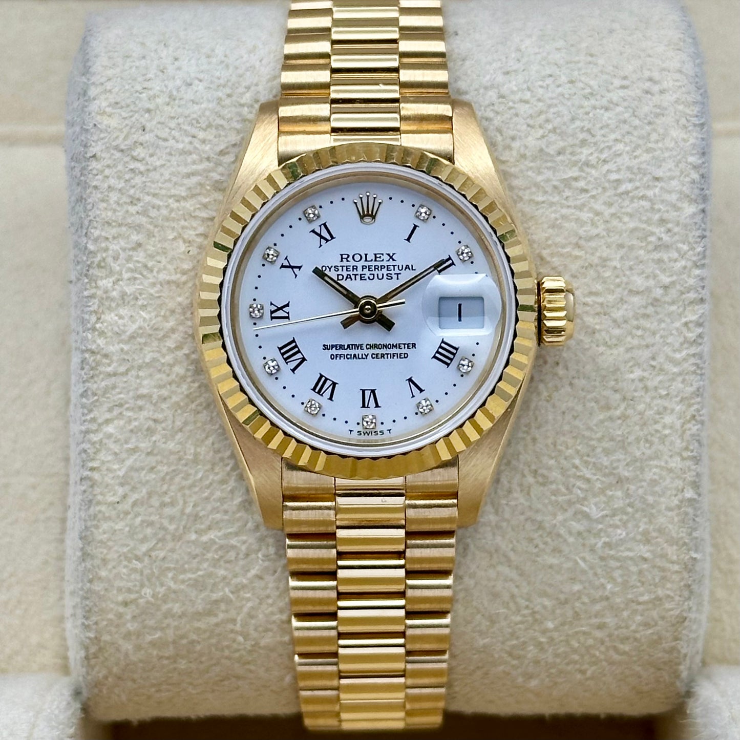 (ON HOLD) Lady-Datejust 26 White Diamond 18K Yellow Gold President Ref 69178