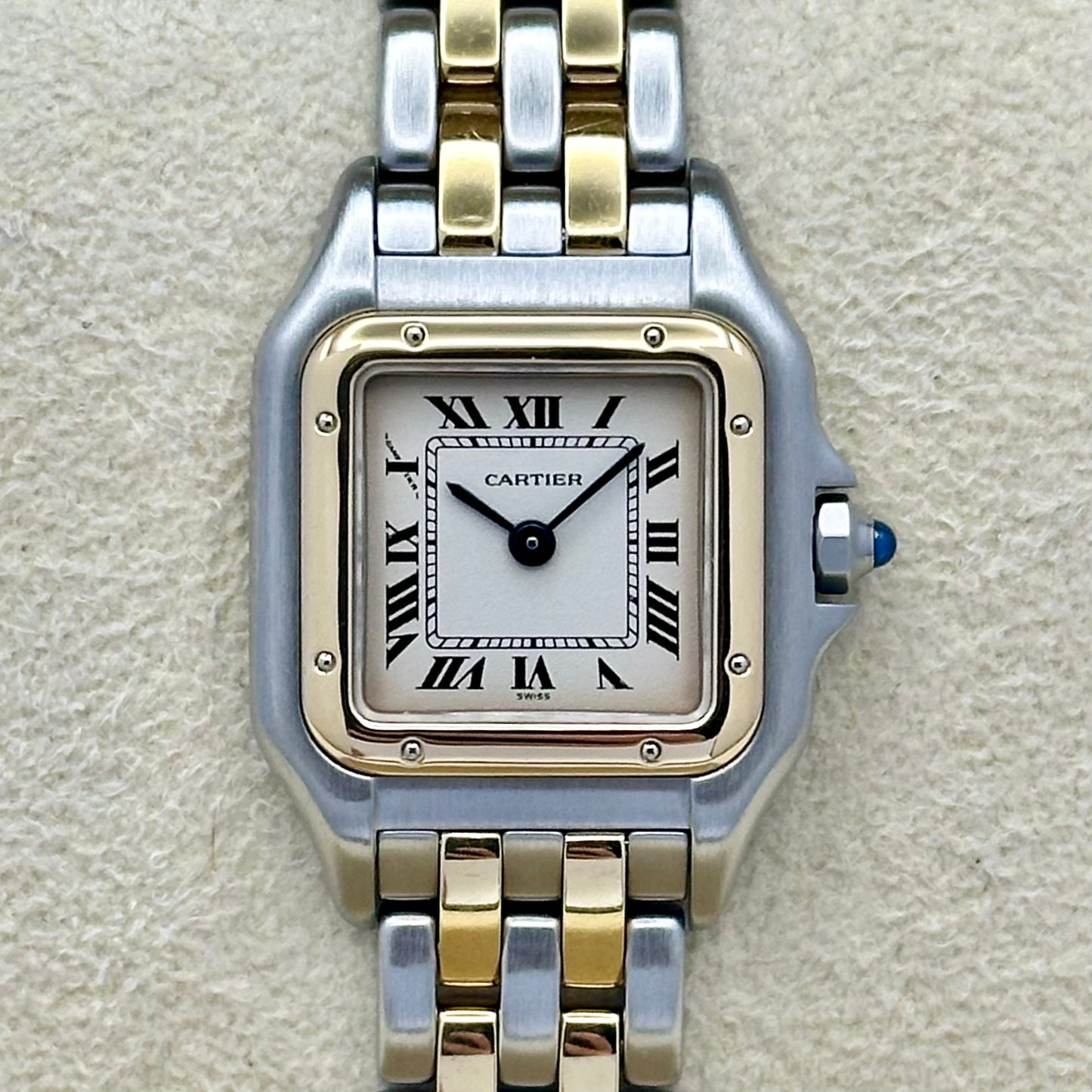 (ON HOLD) Panthére Small Two Row 18K Yellow Gold White Romans Ref 112 000R