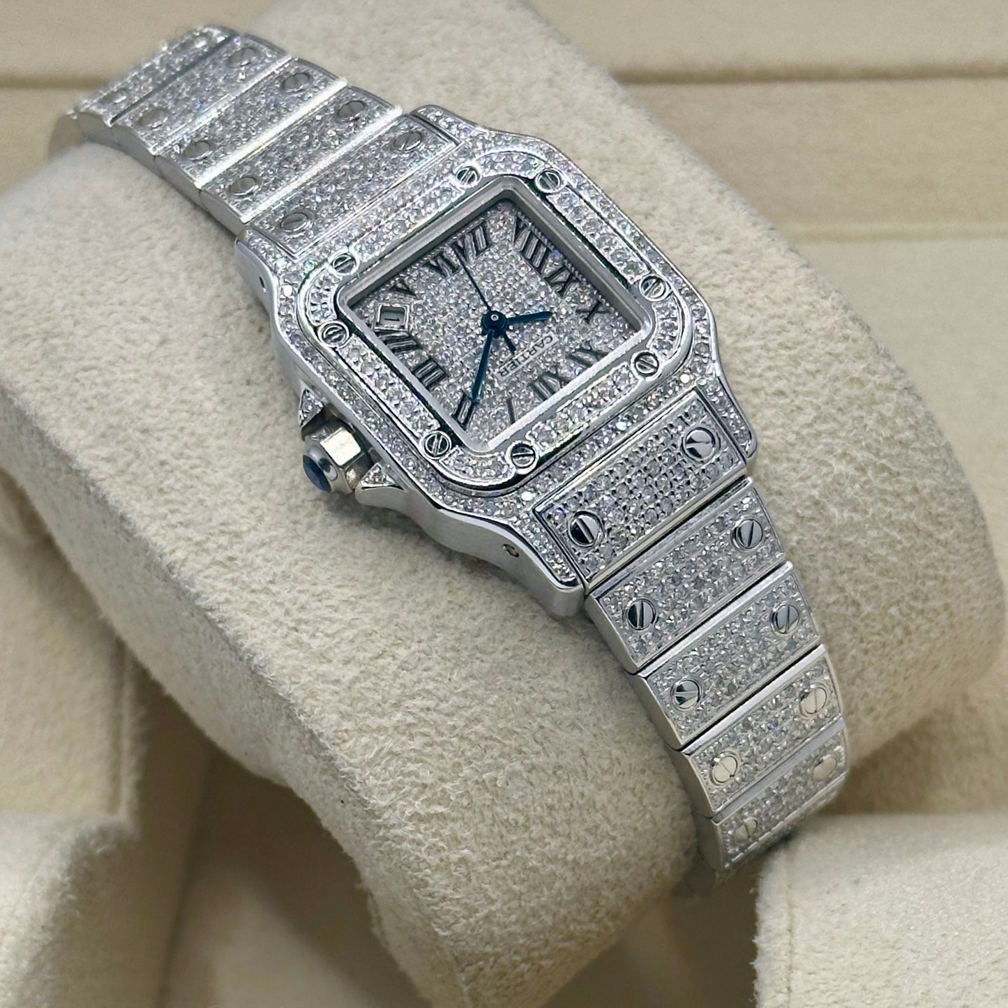 Santos Galbée Small Custom Diamond Set Ref 2423