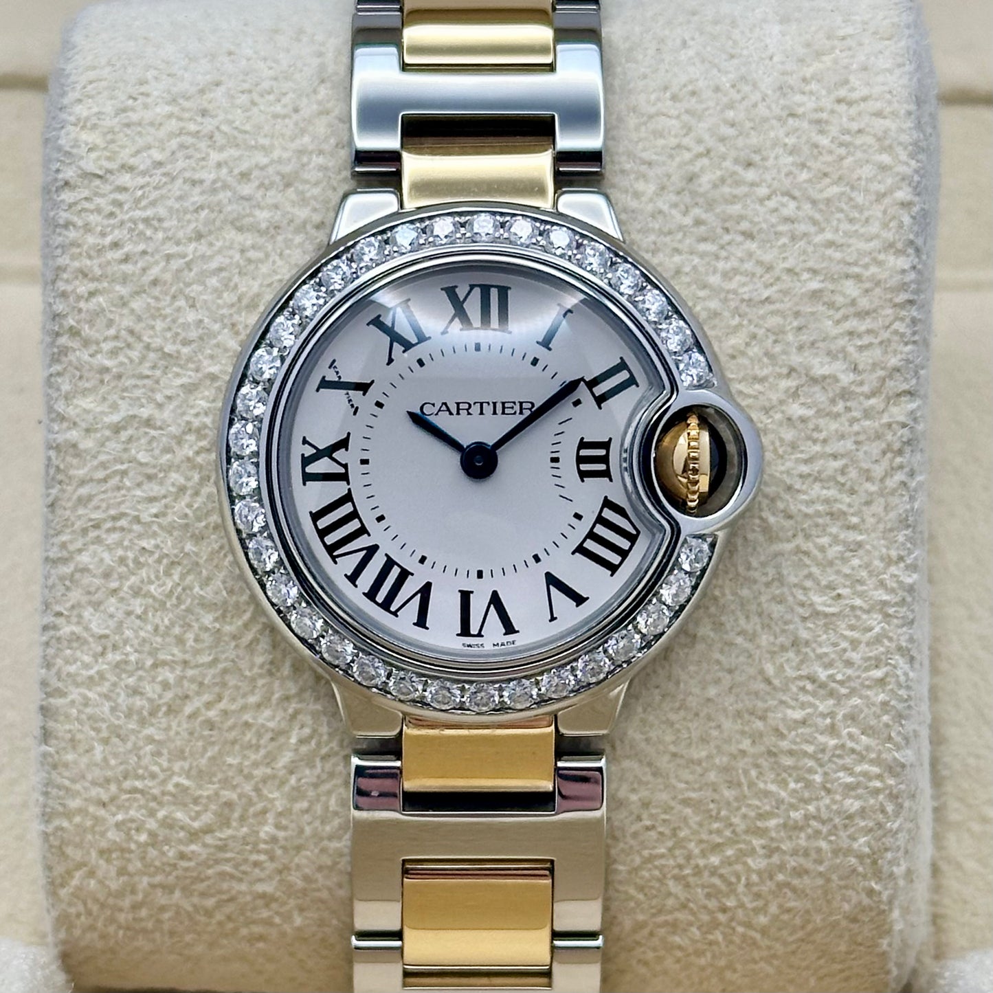 Ballon Bleu White Romans Diamond Bezel 18K Yellow Gold Ref 3009