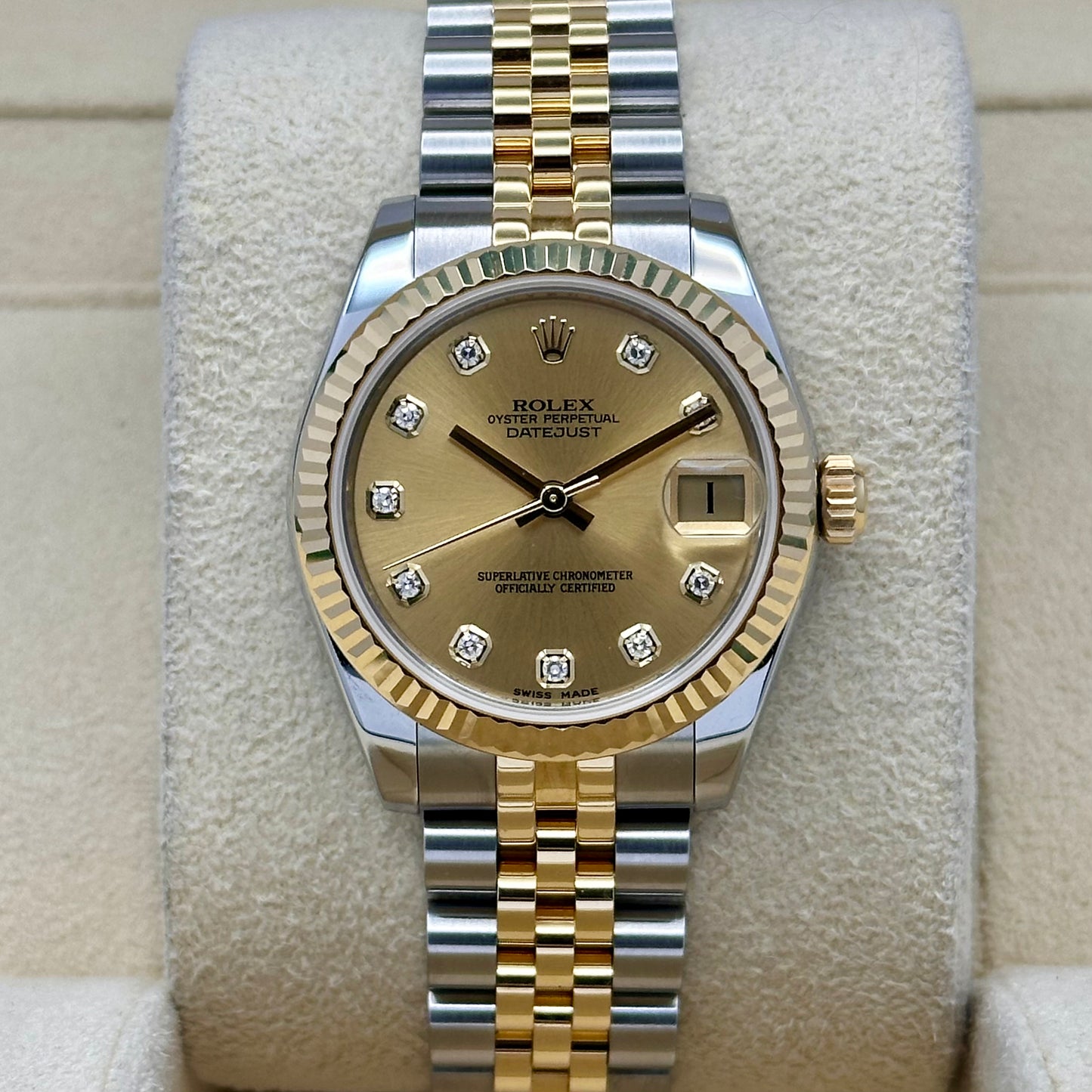 Datejust 31 Champagne Diamond Dial 18K Yellow Gold Ref 178273 2012