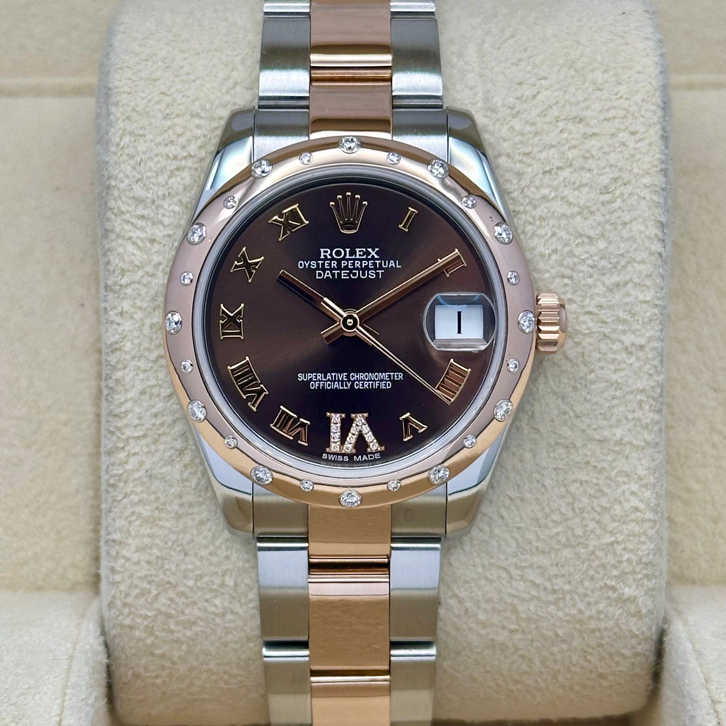 Datejust 31 Factory Diamond Bezel Chocolate Diamond Dial Ref 178341