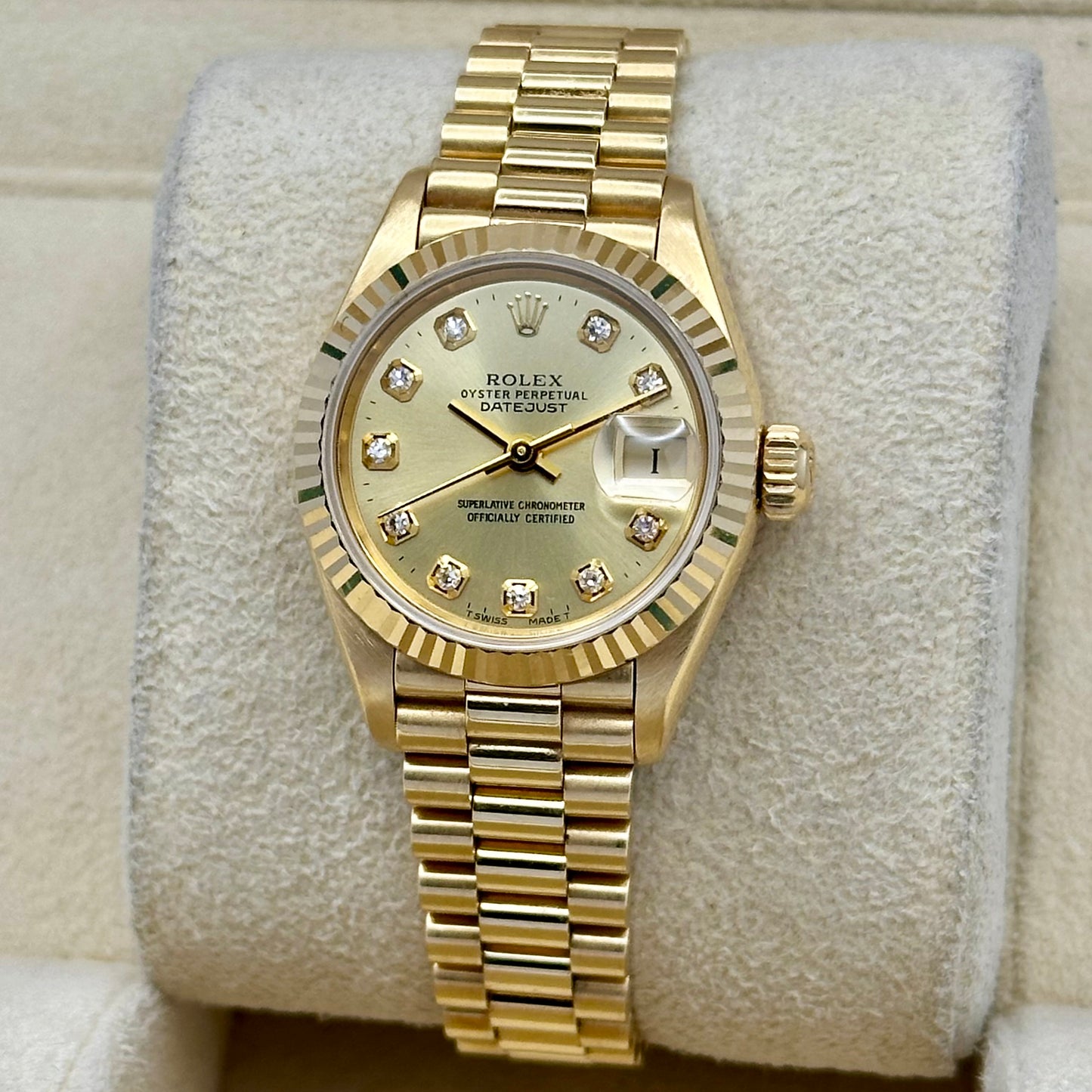Lady-Datejust 26 Champagne Diamond 18K Yellow Gold President Ref 69178