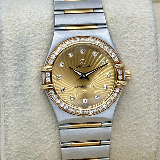 Constellation Ladies Factory Diamond Bezel Yellow Gold Ref 111.25.26.60.58.001