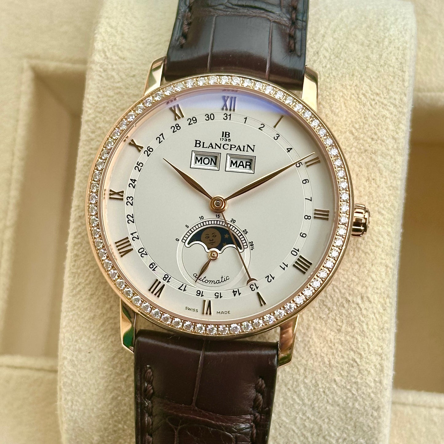 Villeret Quantième Complet Rose Gold Diamond Bezel 2021