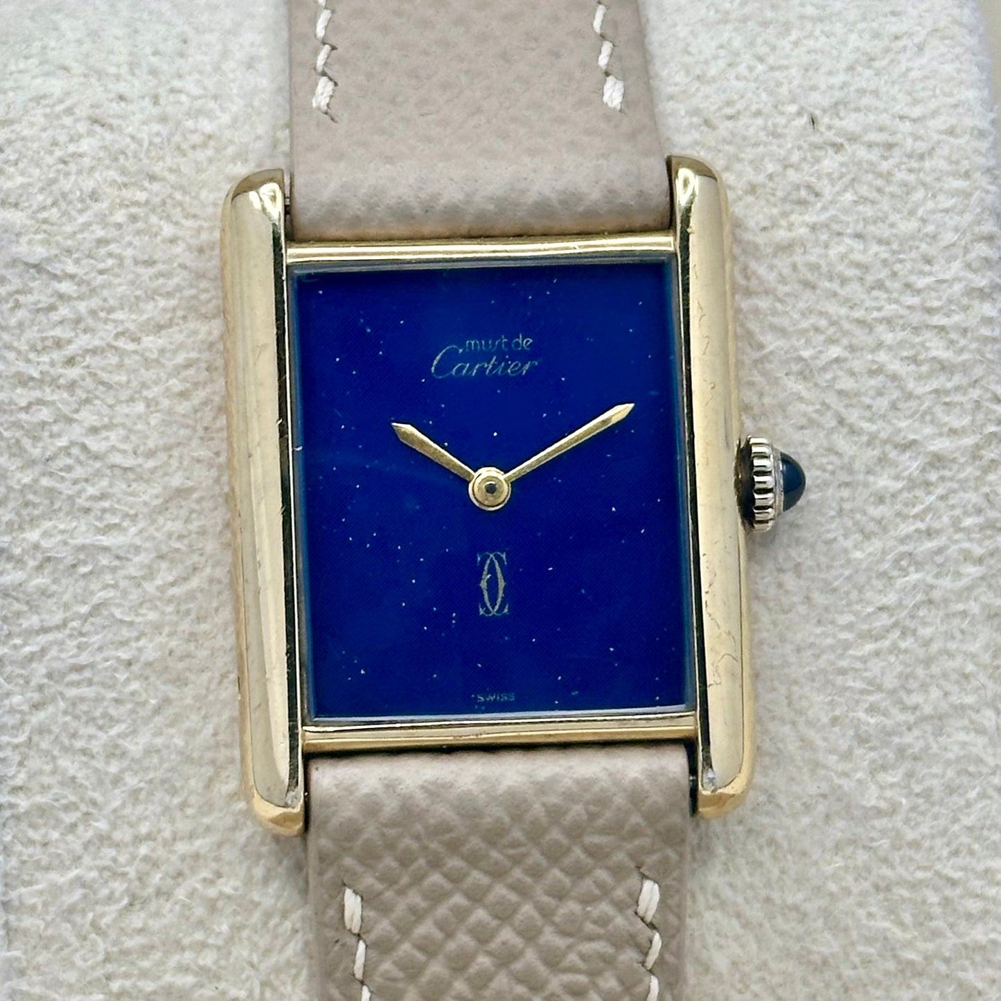 Tank Must De Cartier Large Lapis Blue Dial Manual Winding
