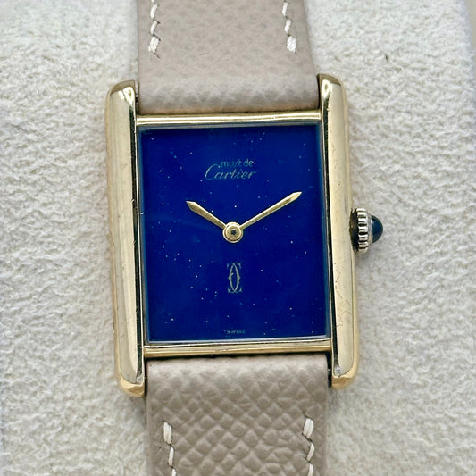Tank Must De Cartier Large Lapis Blue Dial Manual Winding