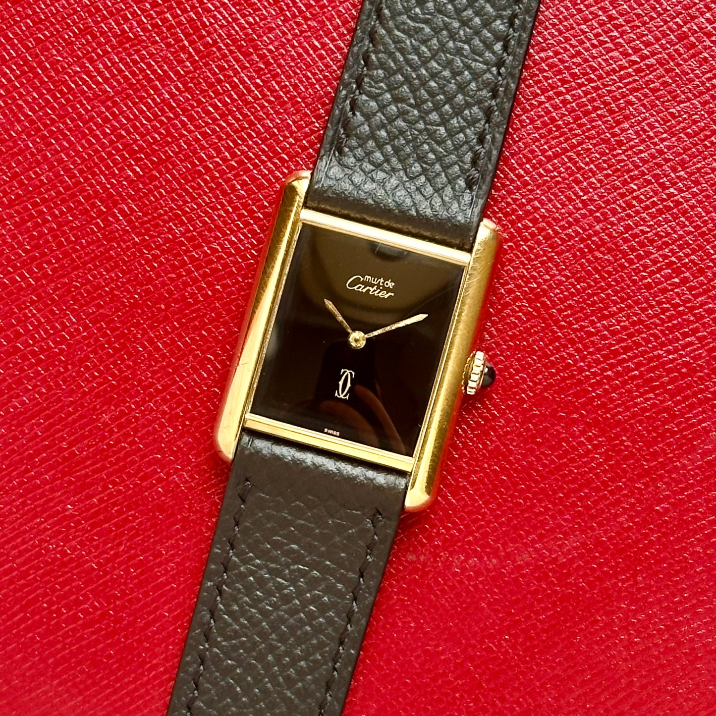 Tank Must De Cartier Large Black Dial Manual Winding