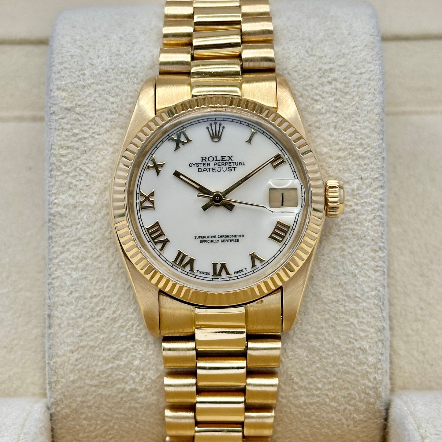 Datejust 31 White Romans 18K Yellow Gold Presidential Ref 6824 1979