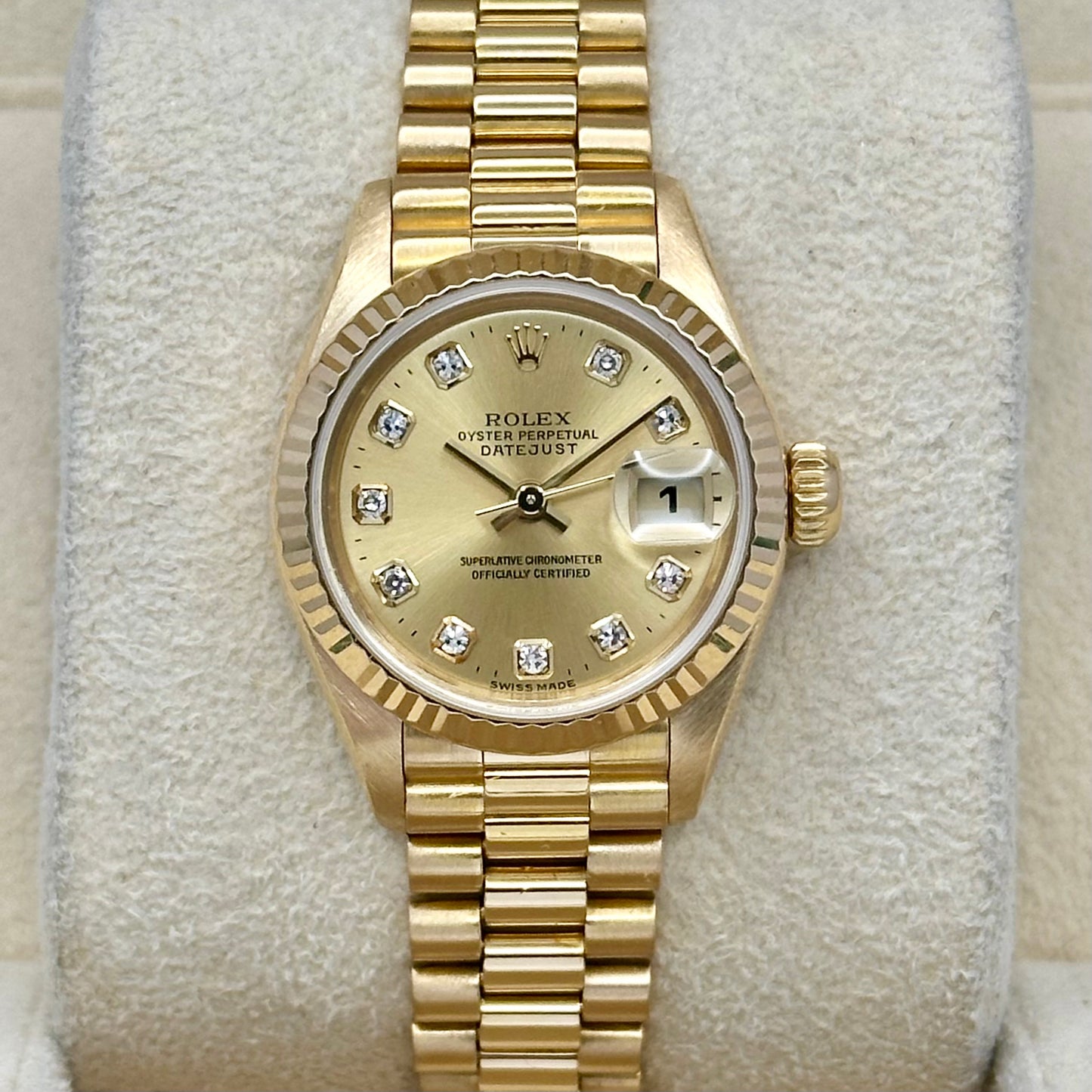 Lady-Datejust 26 Champagne Big Diamond 18K Yellow Gold President Ref 79178 1999