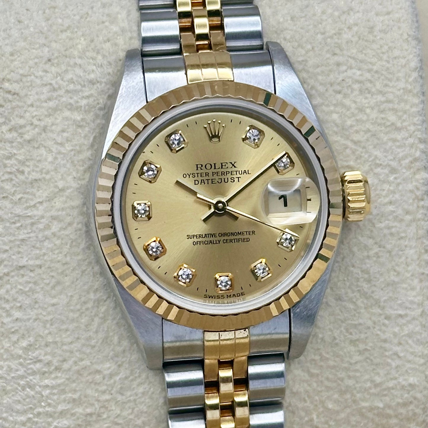Lady-Datejust 26 18K Yellow Gold Champagne Big Diamond Ref 79173 2000