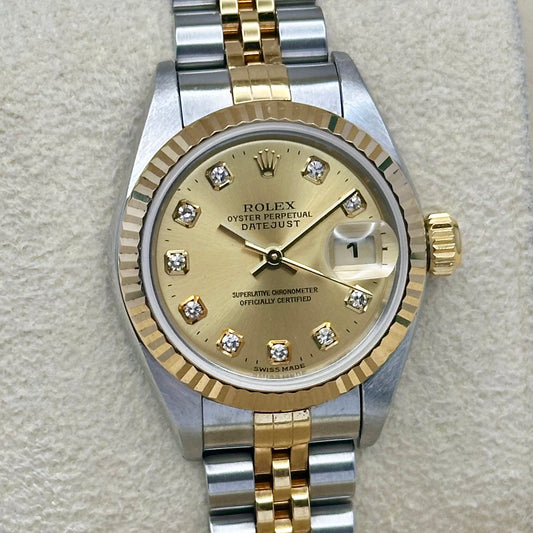 Lady-Datejust 26 18K Yellow Gold Champagne Big Diamond Ref 79173 2000